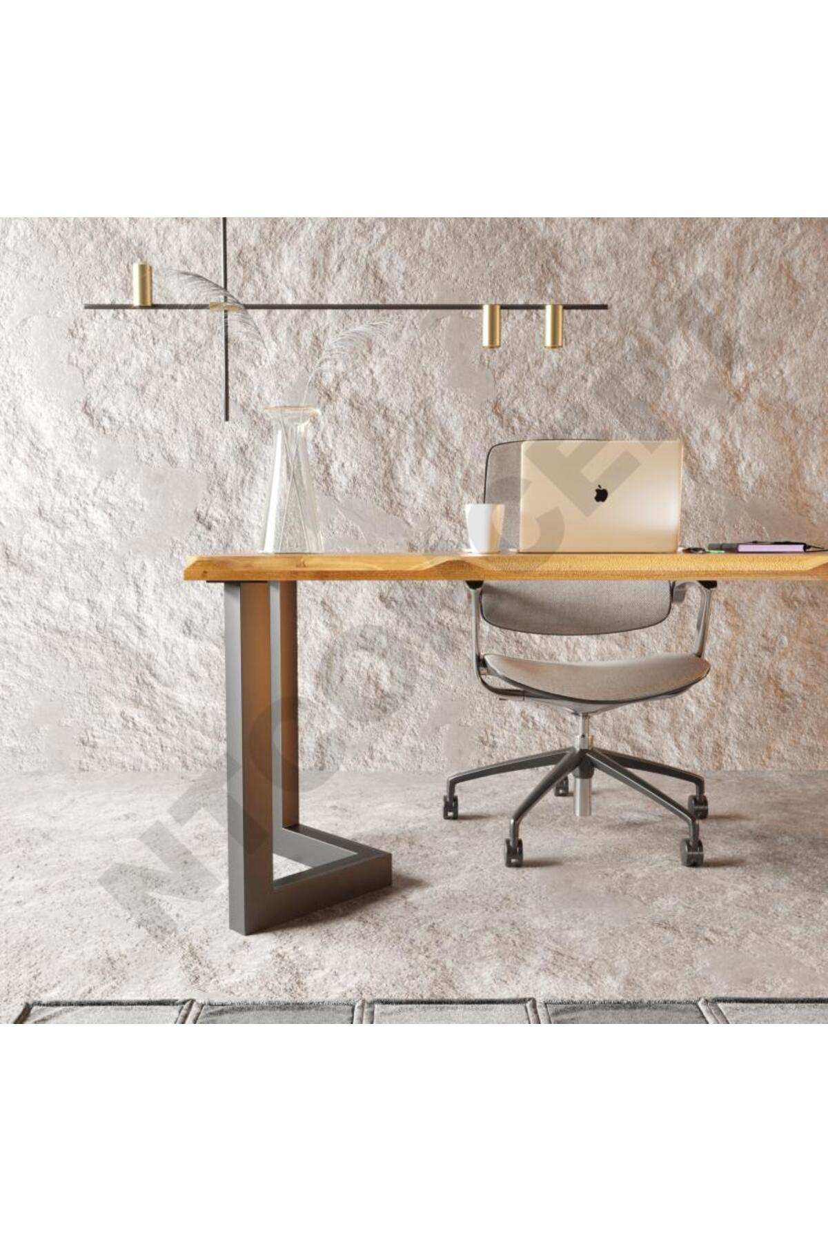 Nt Concept Doğal Ahşap Açık Ceviz Renk Prizma Ayak Masa(Boy100cm-En75cm-H76c