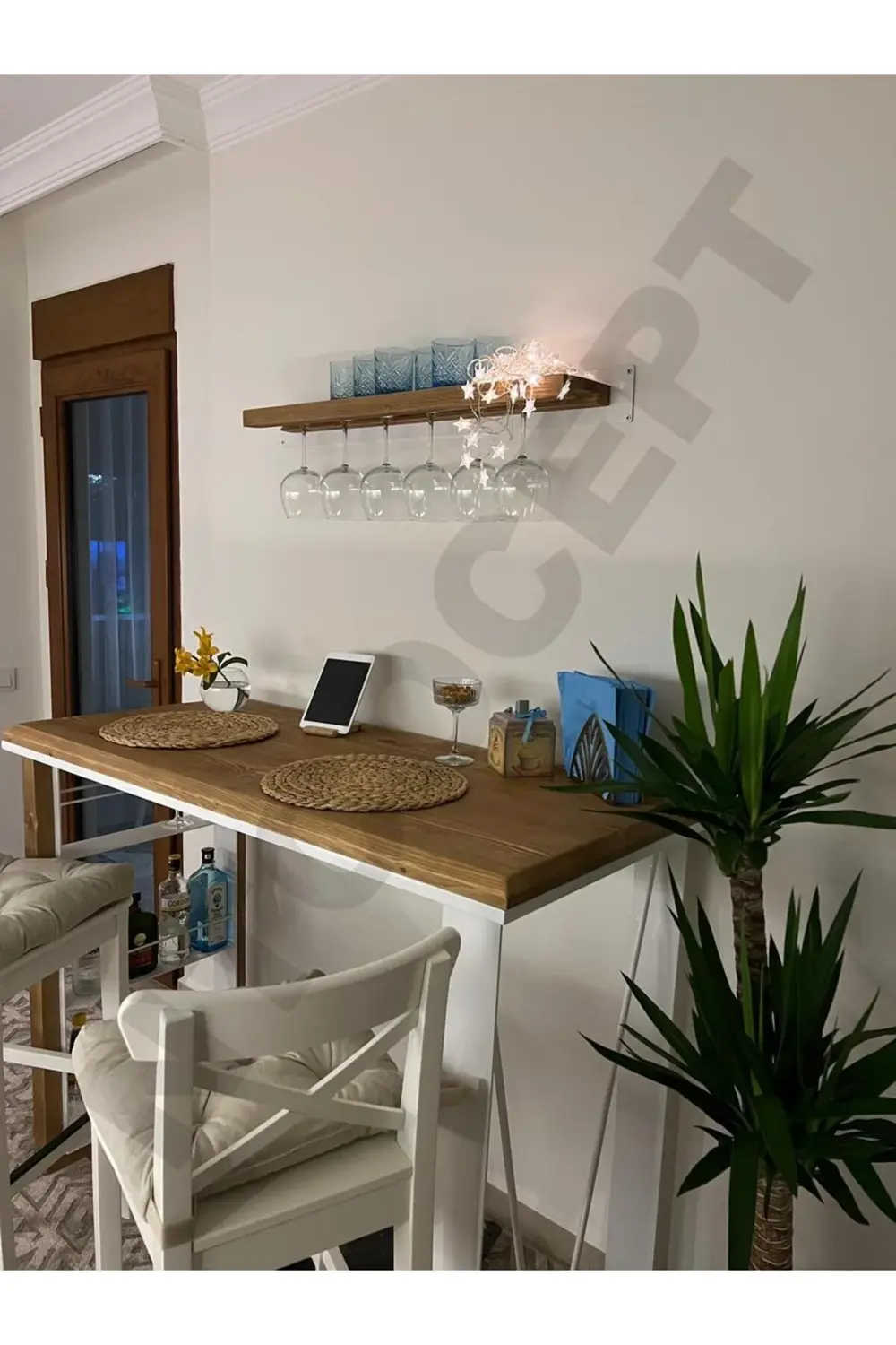 Nt Concept Doğal Ahşap Bar Masası - (Derinlik 60Cm-Uzunluk 110Cm -Yükseklik