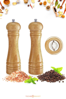 İhtiyaçavm Doğal Ahşap Değirmen Karabiber Tuz Kahve Baharat Öğütücü Manuel E