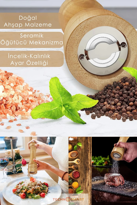 İhtiyaçavm Doğal Ahşap Değirmen Karabiber Tuz Kahve Baharat Öğütücü Manuel E