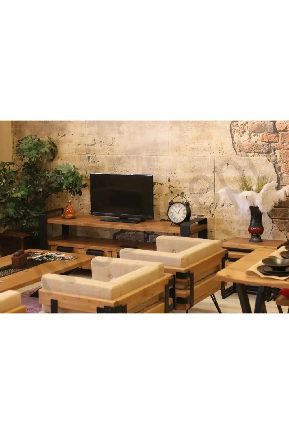 Nt Concept Doğal Ahşap Koltuk Takımı(3-2-1-1)