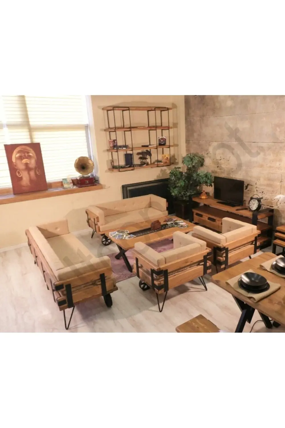 Nt Concept Doğal Ahşap Koltuk Takımı(3-2-1-1)