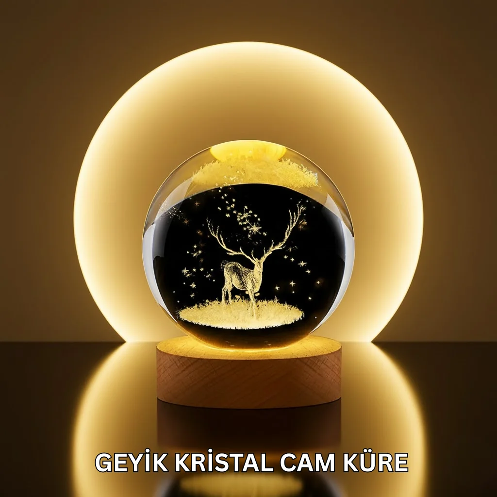 Doğal Ahşap Standlı Geyik Figürlü Kristal Küre LED Dekoratif Lamba Fiyatı, Yorumları ve Özellikleri