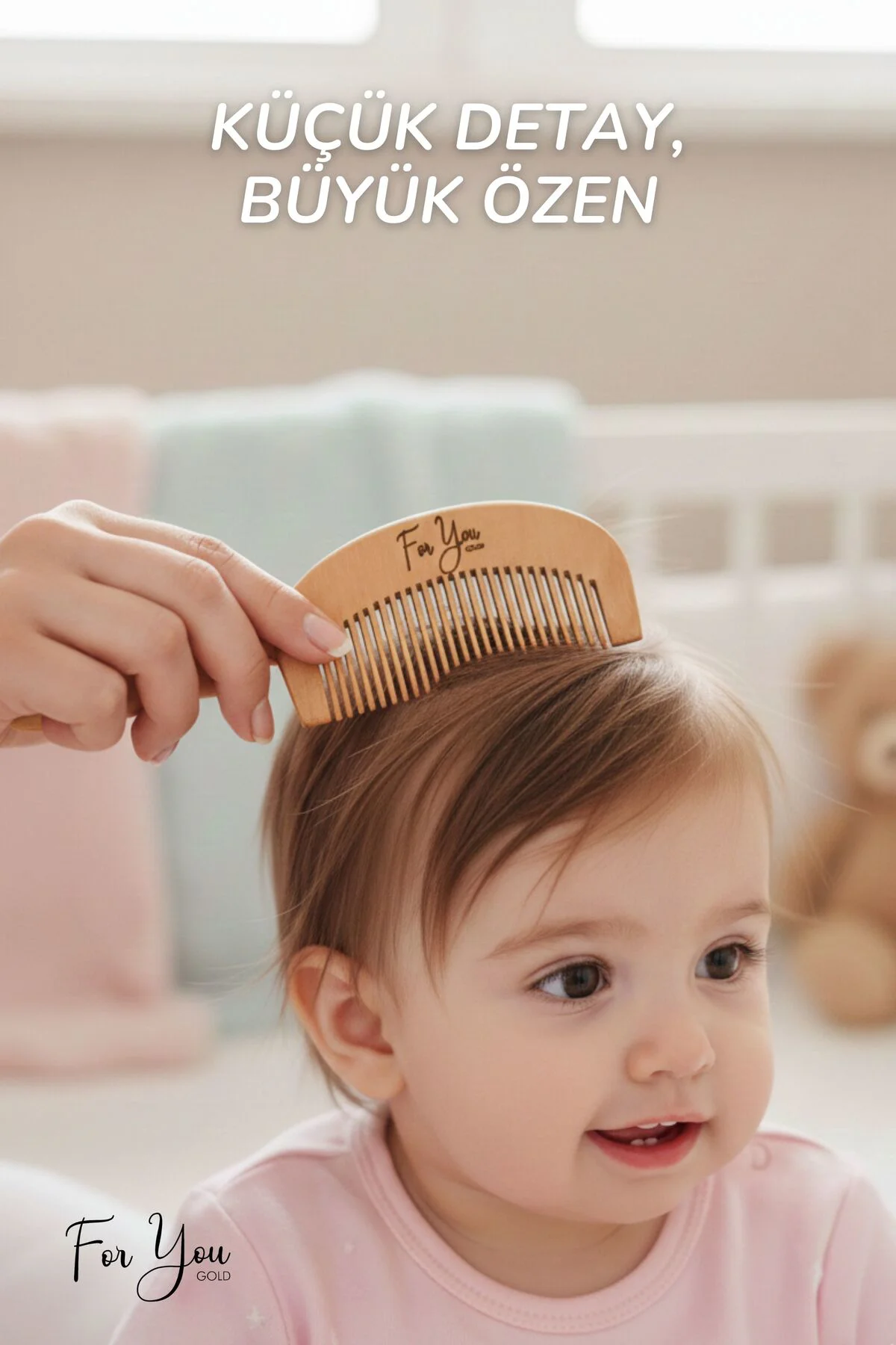 Doğal Ahşap Tarak – Bebek ve Çocuklar İçin Nazik Saç Tarak – Elek