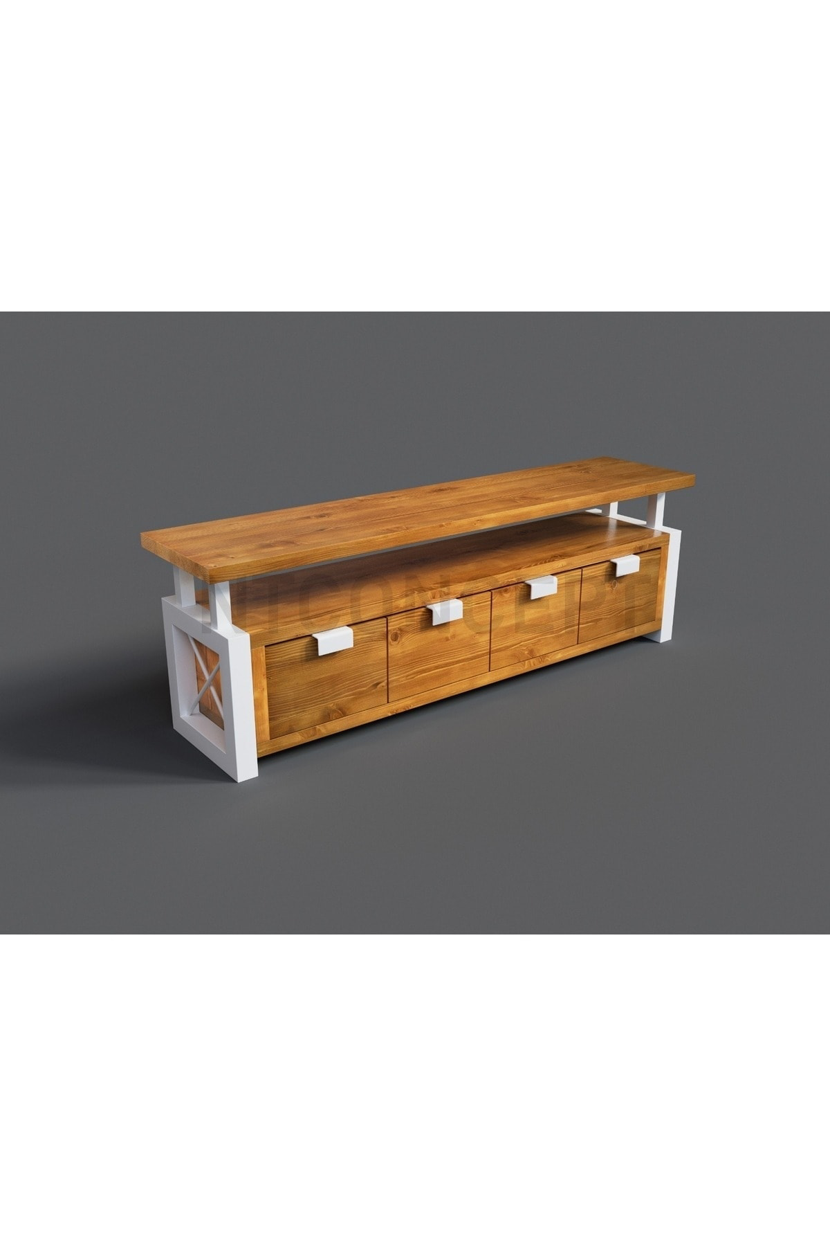 Doğal Ahşap Tv Ünitesi(Uzunluk 180cm-Yükseklik 60cm-Derinlik 41cm