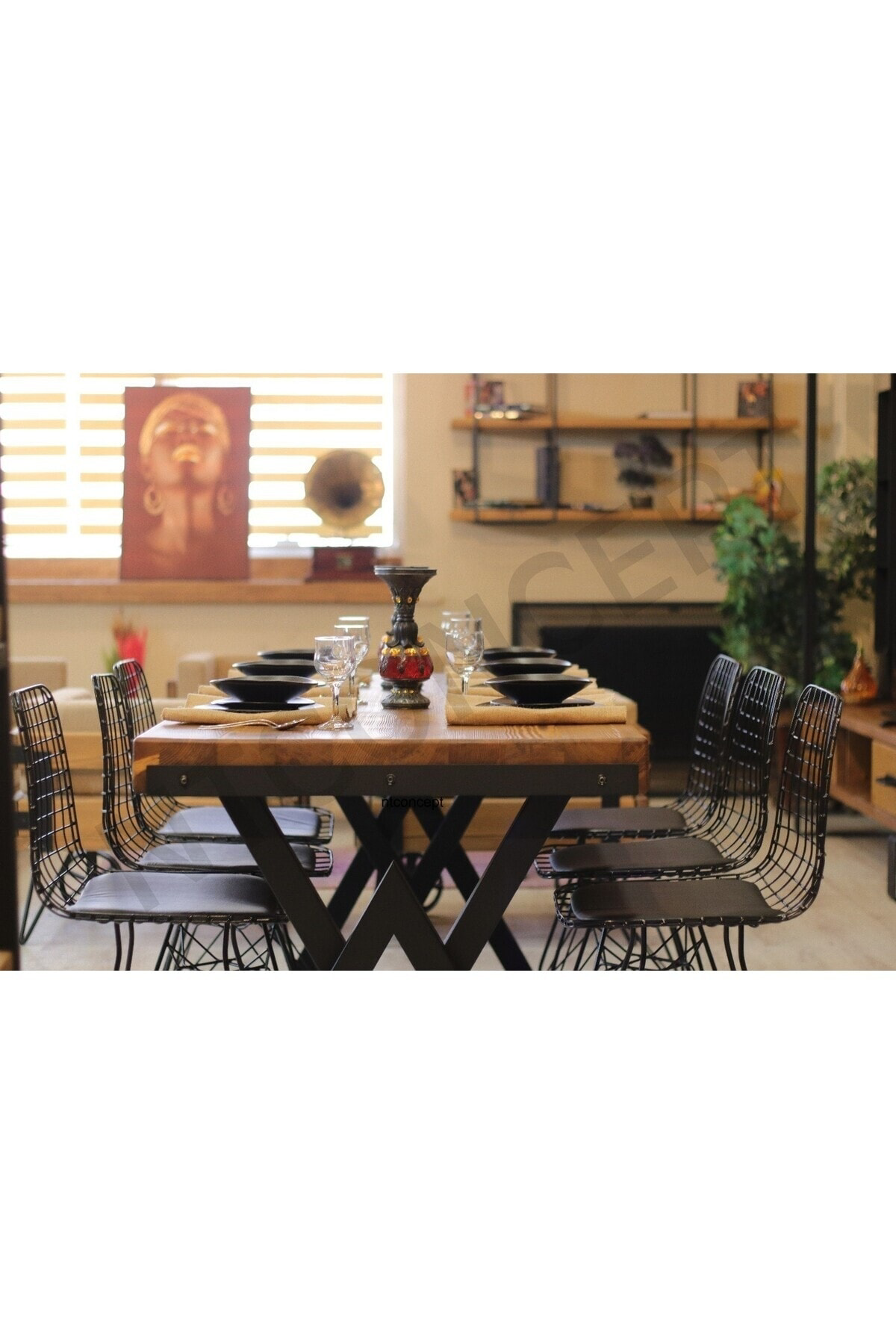 Nt Concept Doğal Ahşap Yemek Masası - (Uzunluk 250Cm-Derinlik 100Cm-Yüksekli