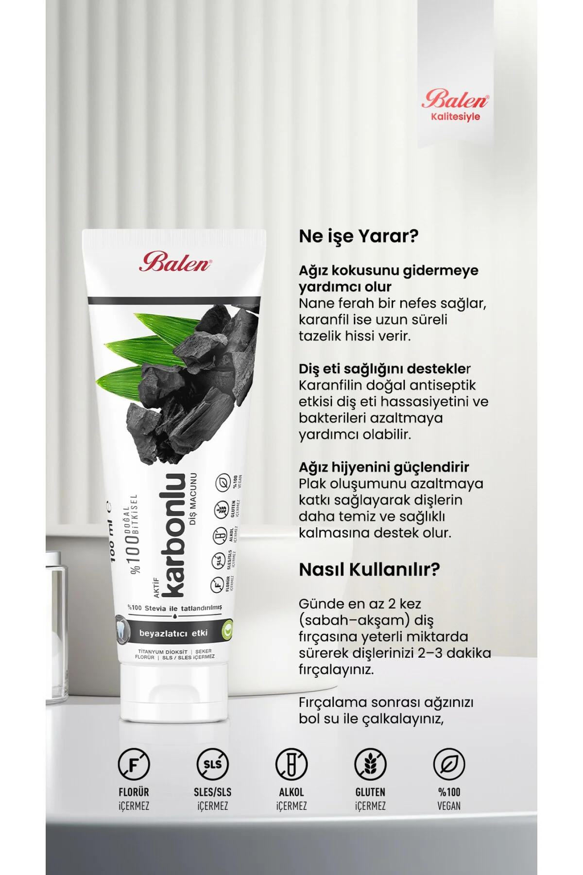 Doğal AKtif Karbon Özlü Diş Macunu * 100 ML Doğal AKtif Karbon Özlü Diş Macunu * 100 ML