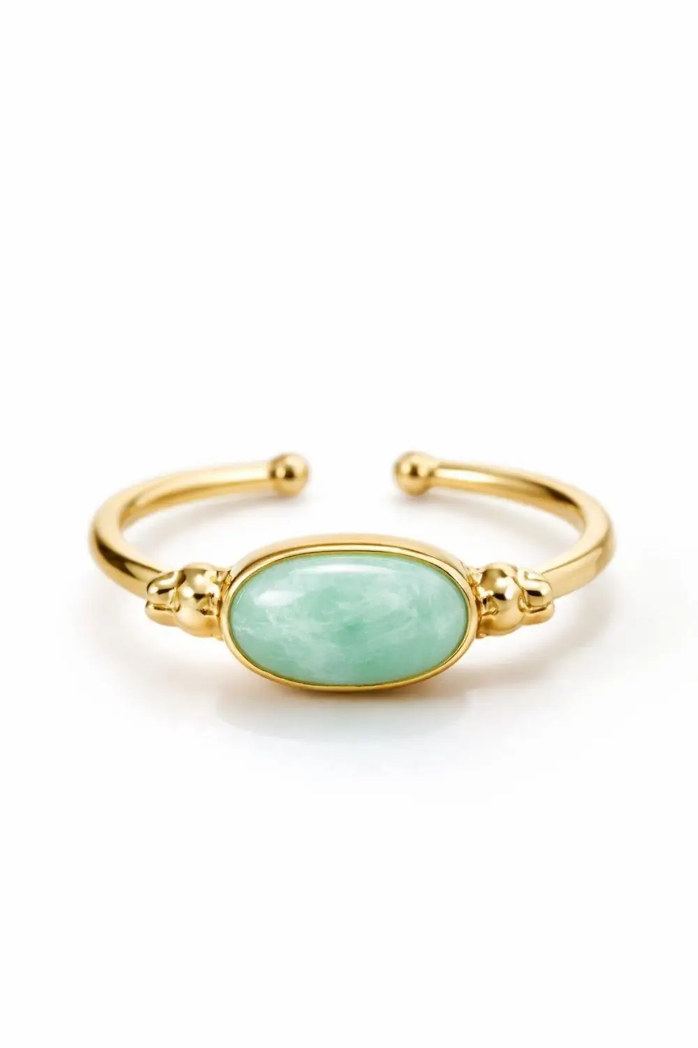 Doğal Amazonit Taşlı Açık Uçlu Altın Kaplama Ayarlanabilir Kadın 