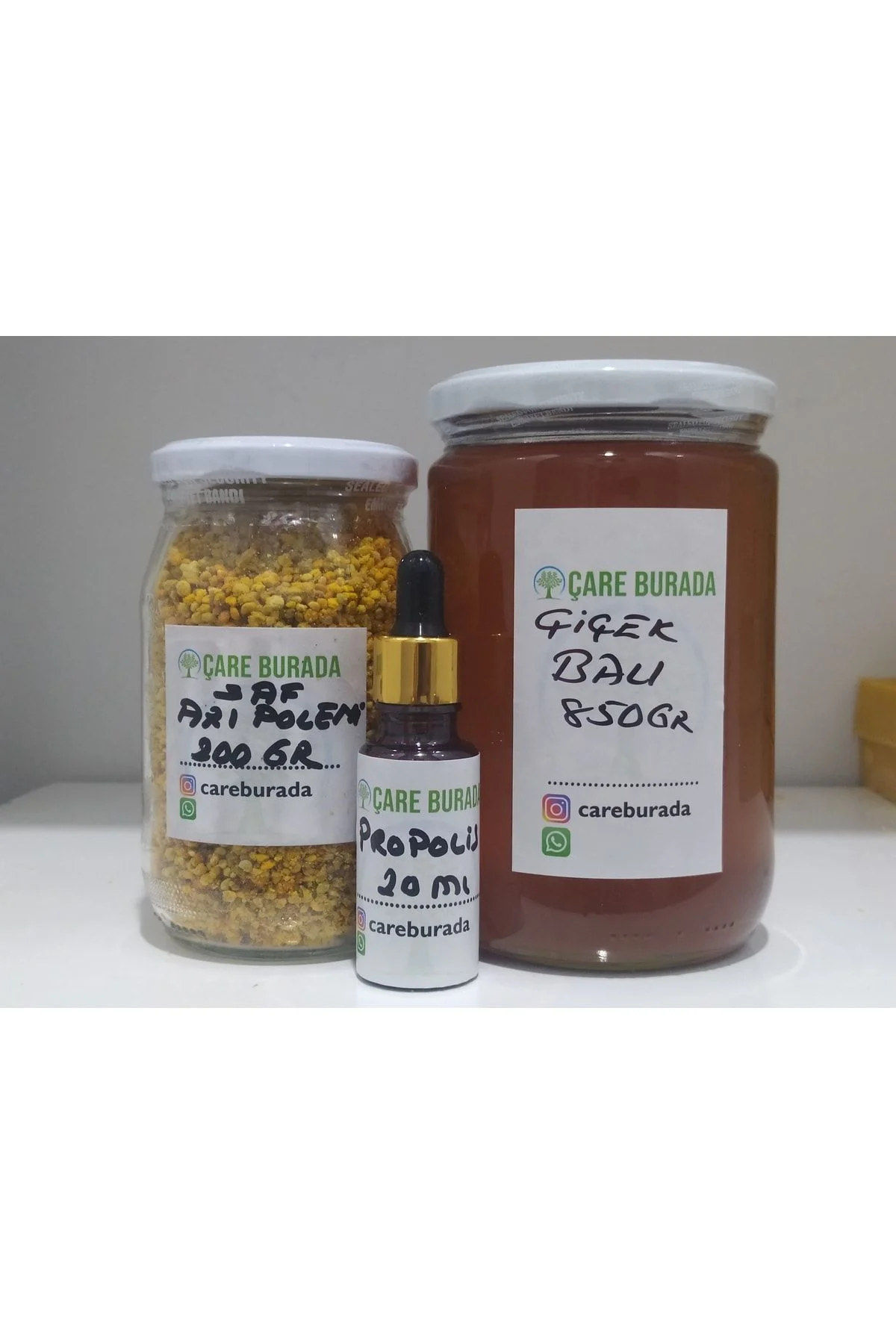 Doğal Arı Poleni 200gr+doğal Çiçek Balı 850gr+ Propolis
