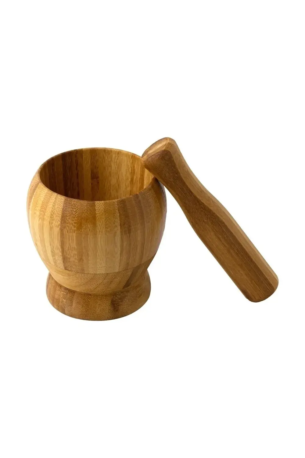 Doğal Bambu Ahşap Havan Seti M Boy Sarımsak Ezici Bitki Baharat H