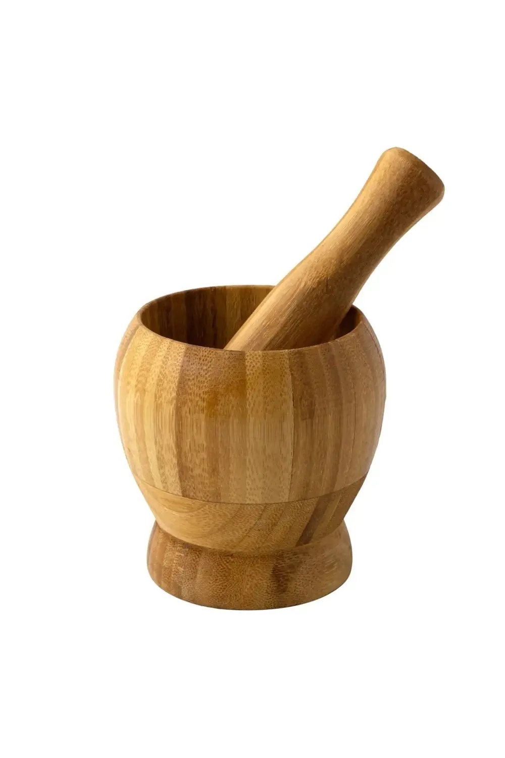 Doğal Bambu Ahşap Havan Seti M Boy Sarımsak Ezici Bitki Baharat H