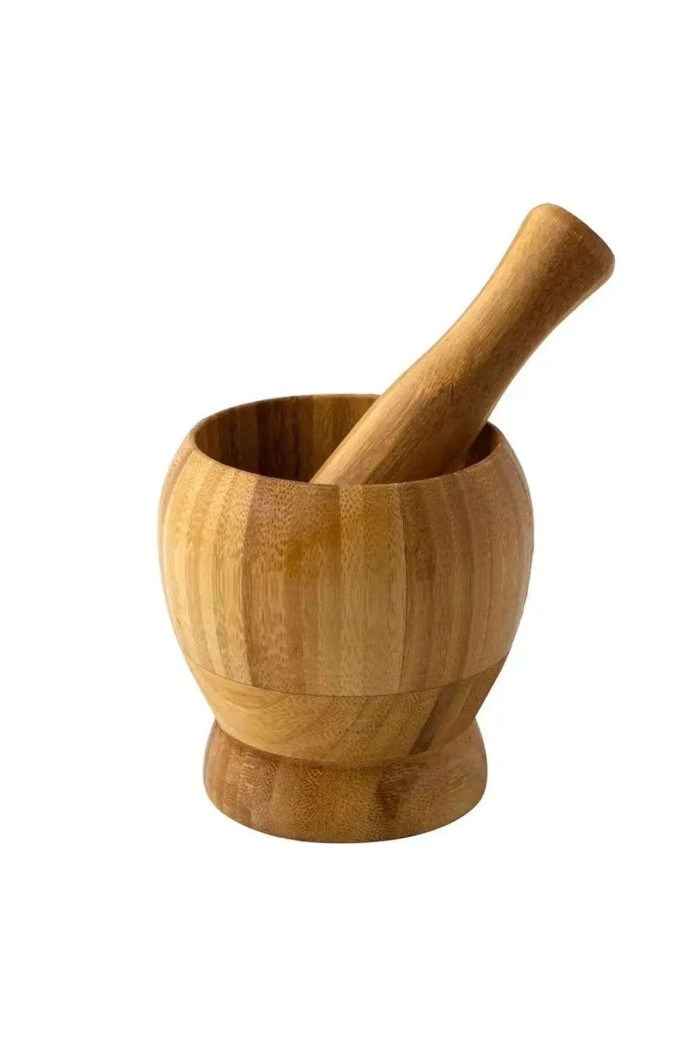 Doğal Bambu Ahşap Sarımsak Ezeceği Havan Orta Boy Bambu Ahşap Sar