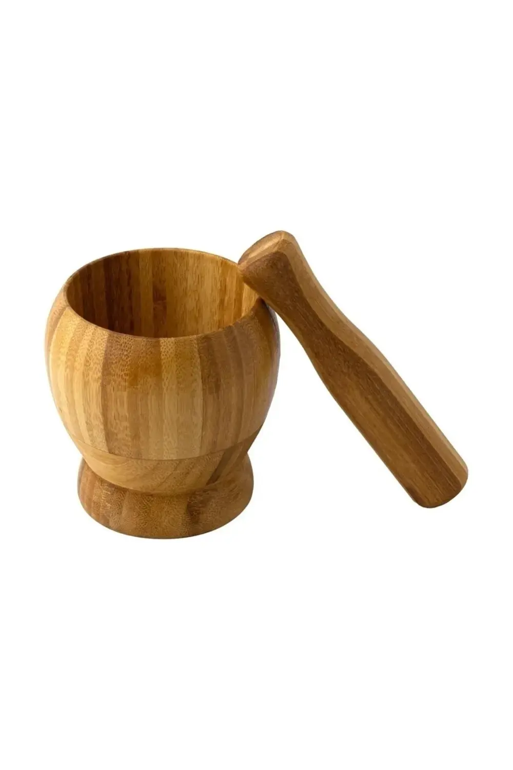 Doğal Bambu Ahşap Sarımsak Ezeceği Havan Orta Boy Bambu Ahşap Sar