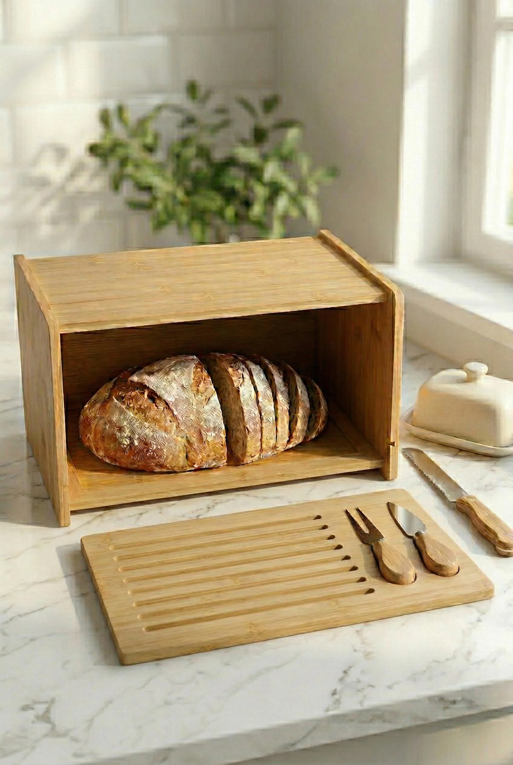 Doğal Bambu Kapaklı Ekmek Kutusu & Doğal Bambu Ekmek Dolabı (23x38x20 cm) Doğal Bambu Kapaklı Ekmek Kutusu & Doğal Bambu Ekmek Dolabı (23x38x20 cm)