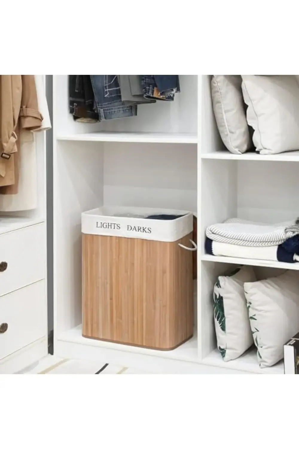 Doğal Bambu Katlanabilir Kirli Çamaşır Sepeti, Yıkanabilir Çıkarı