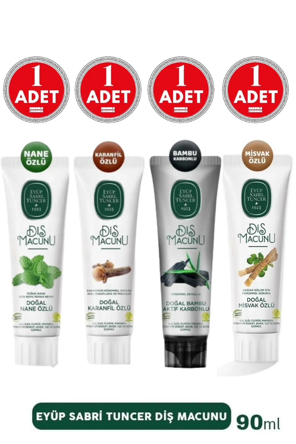 Doğal Diş Macunu 90 Ml Karbon + Bambu + Misvak + Nane Doğal Diş Macunu 90 Ml Karbon + Bambu + Misvak + Nane