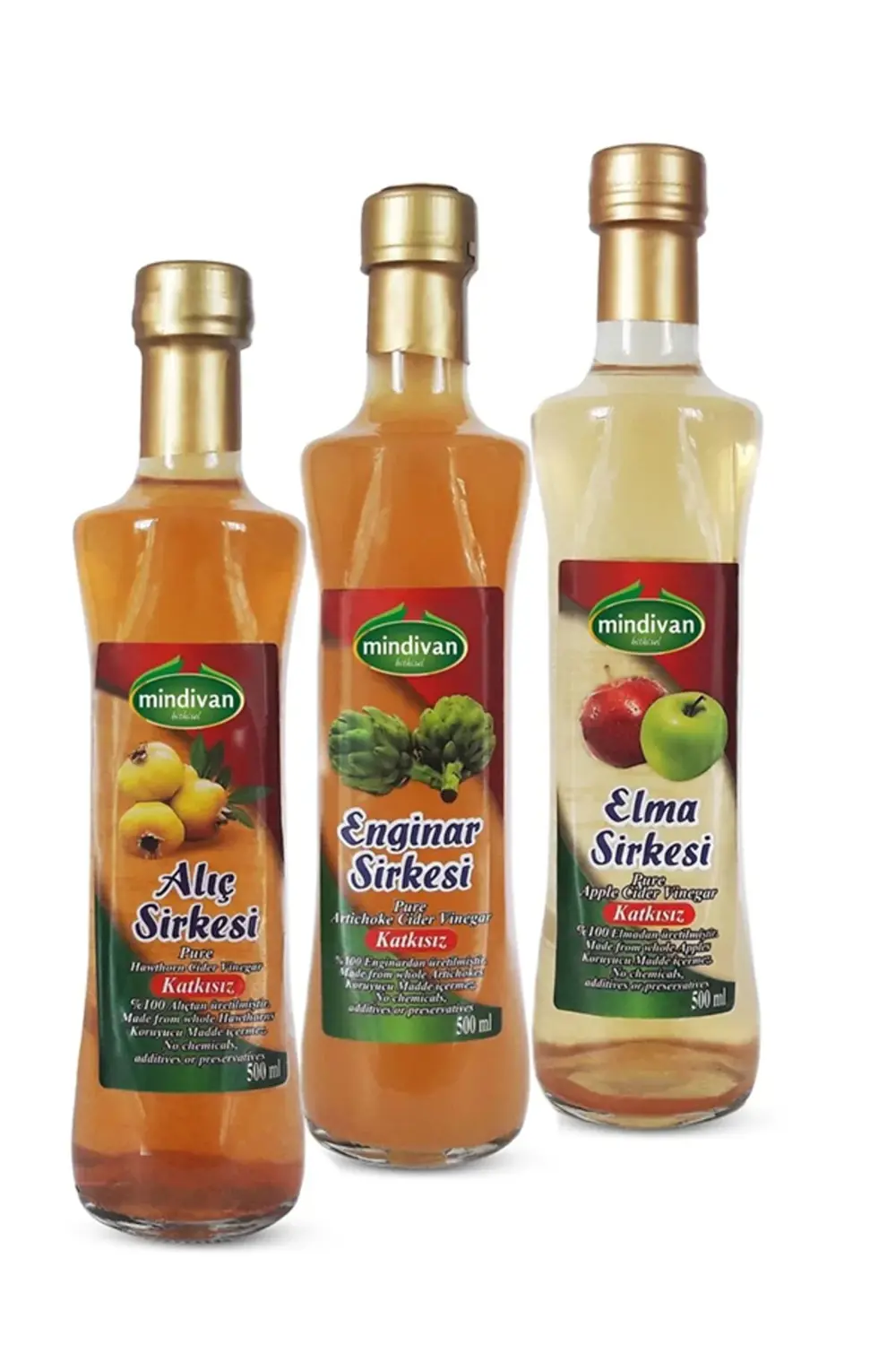 Doğal Enginar Sirkesi 500 Ml, Alıç Sirkesi 500 Ml, Elma Sirkesi 5