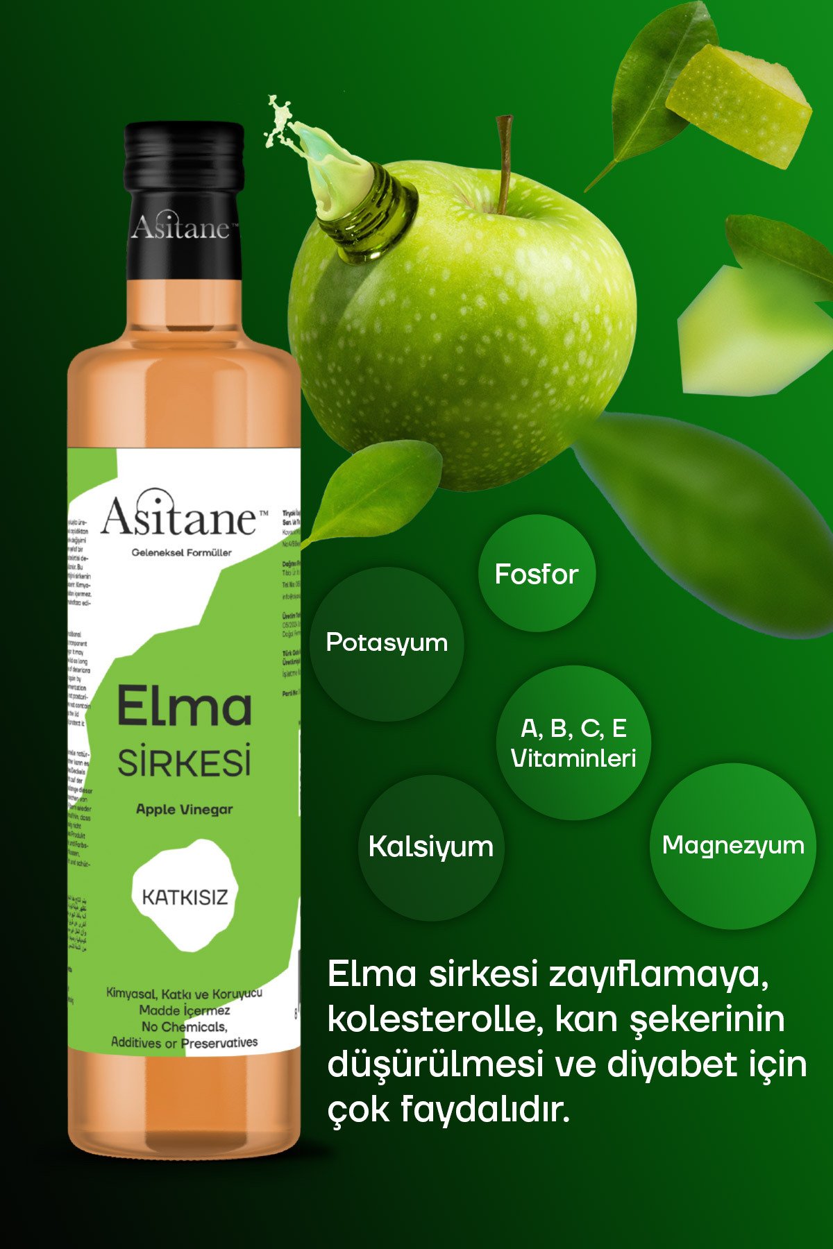 Asitane Doğal Fermantasyon Elma Sirkesi- Apple Cider Vinegar 500 Ml