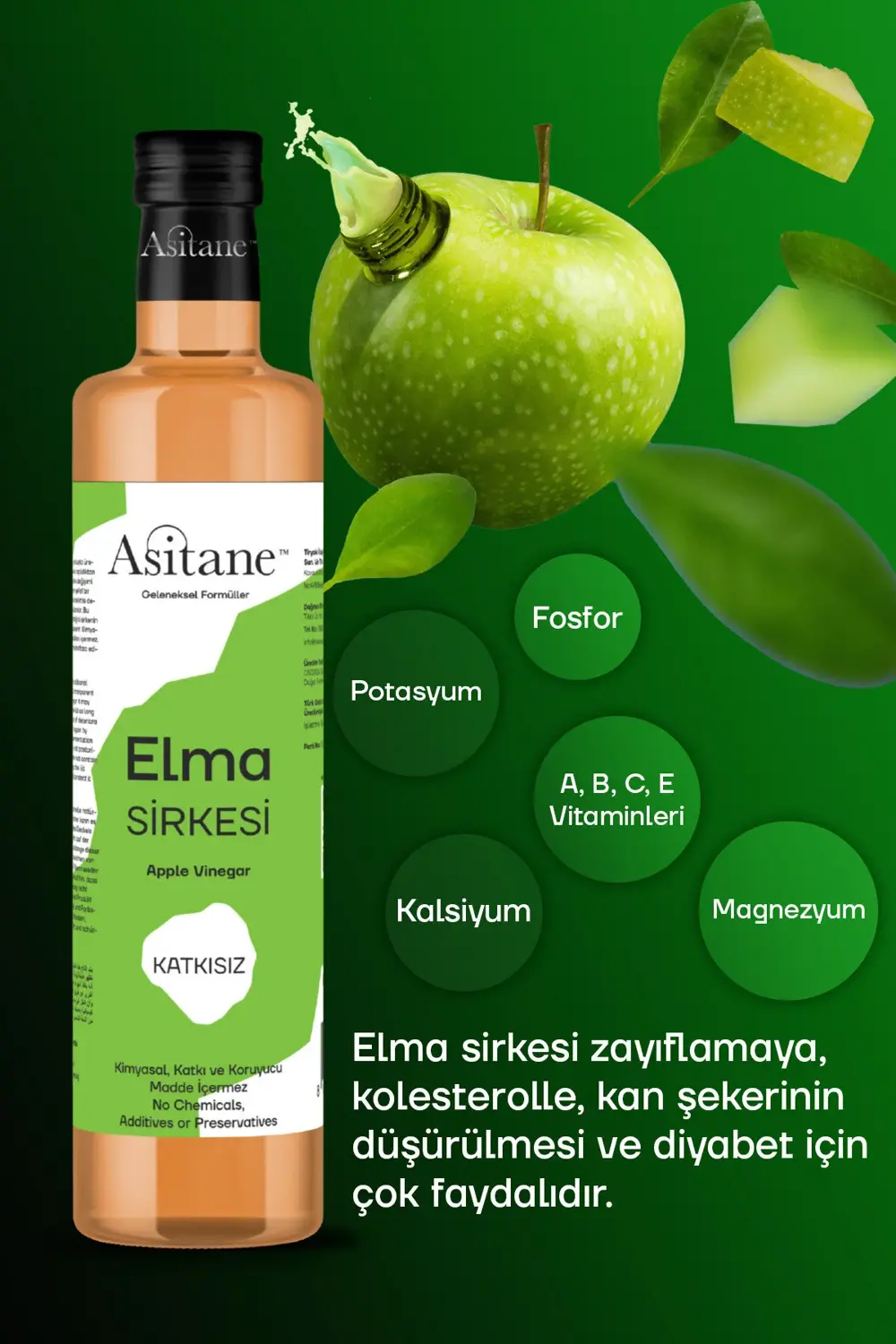 Asitane Doğal Fermantasyon Elma Sirkesi- Apple Cider Vinegar 500 Ml