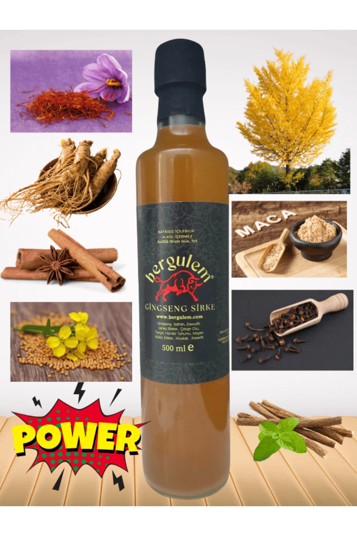Doğal Ginseng Sirkesi 500 ml Doğal Ginseng Sirkesi 500 ml