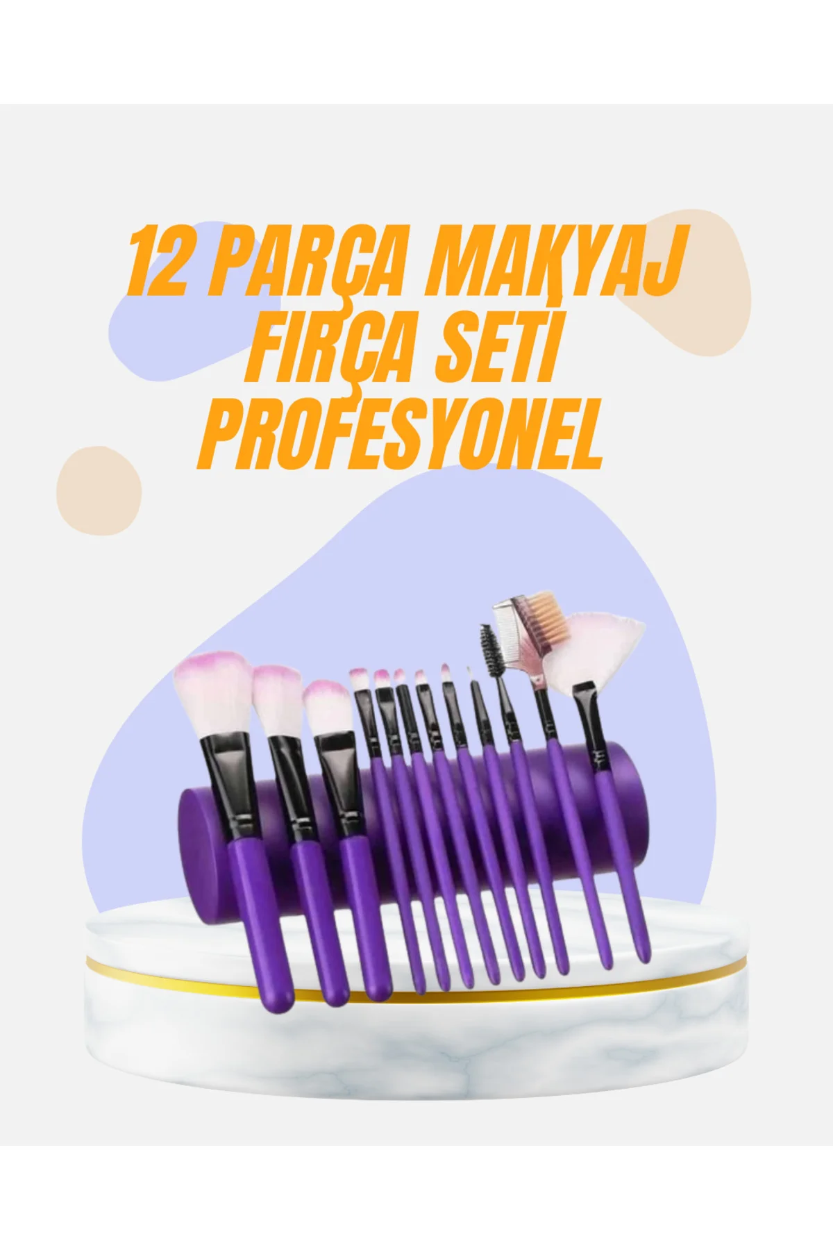 Doğal Görünüm Sağlayan Yumuşak Kıllı 12 Parça Makyaj Fırça Seti G