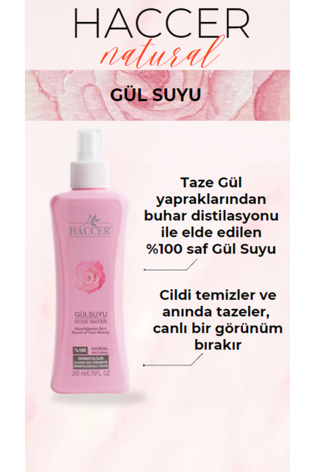Doğal Gül Suyu Gözenek Sıkılaştırıcı Tonik
