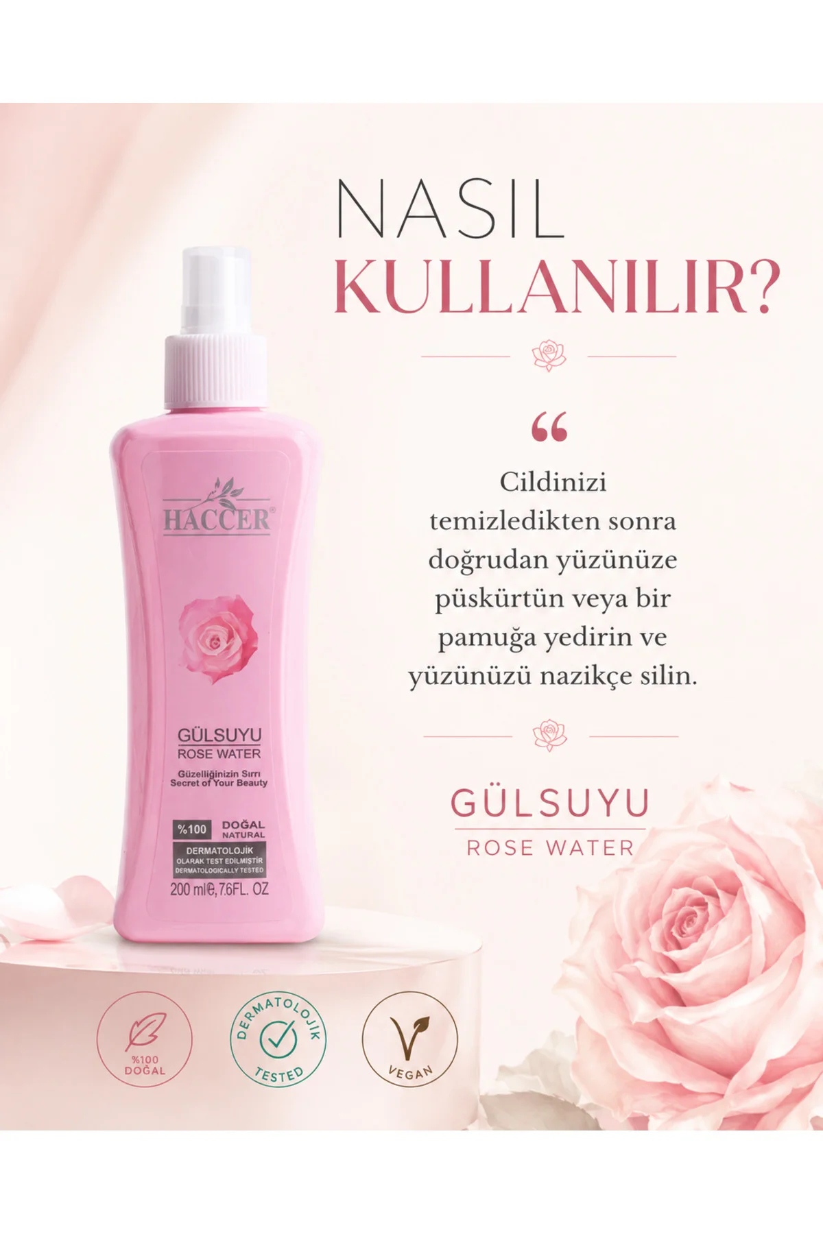 Doğal Gül Suyu Gözenek Sıkılaştırıcı Tonik
