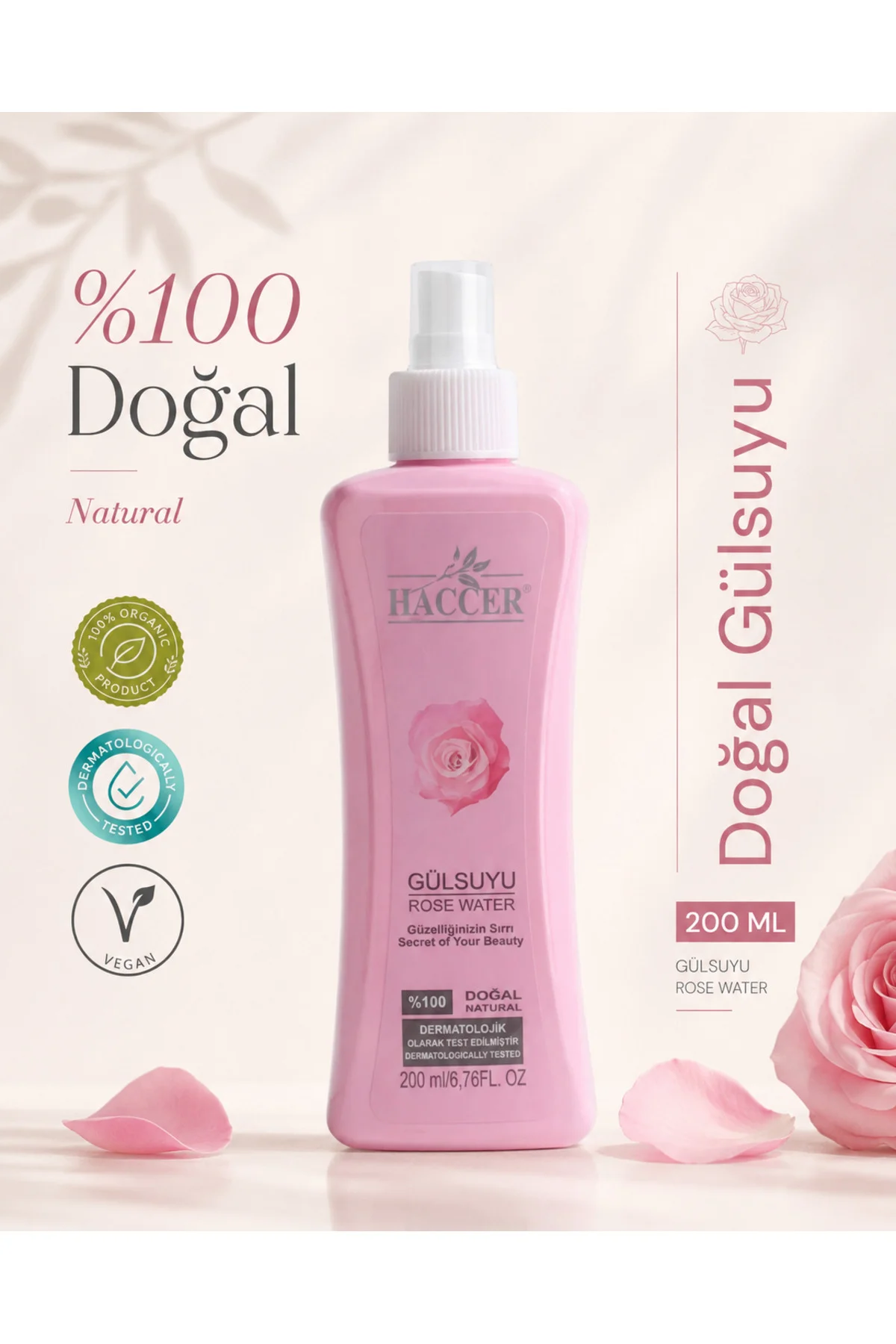 Doğal Gül Suyu Gözenek Sıkılaştırıcı Tonik