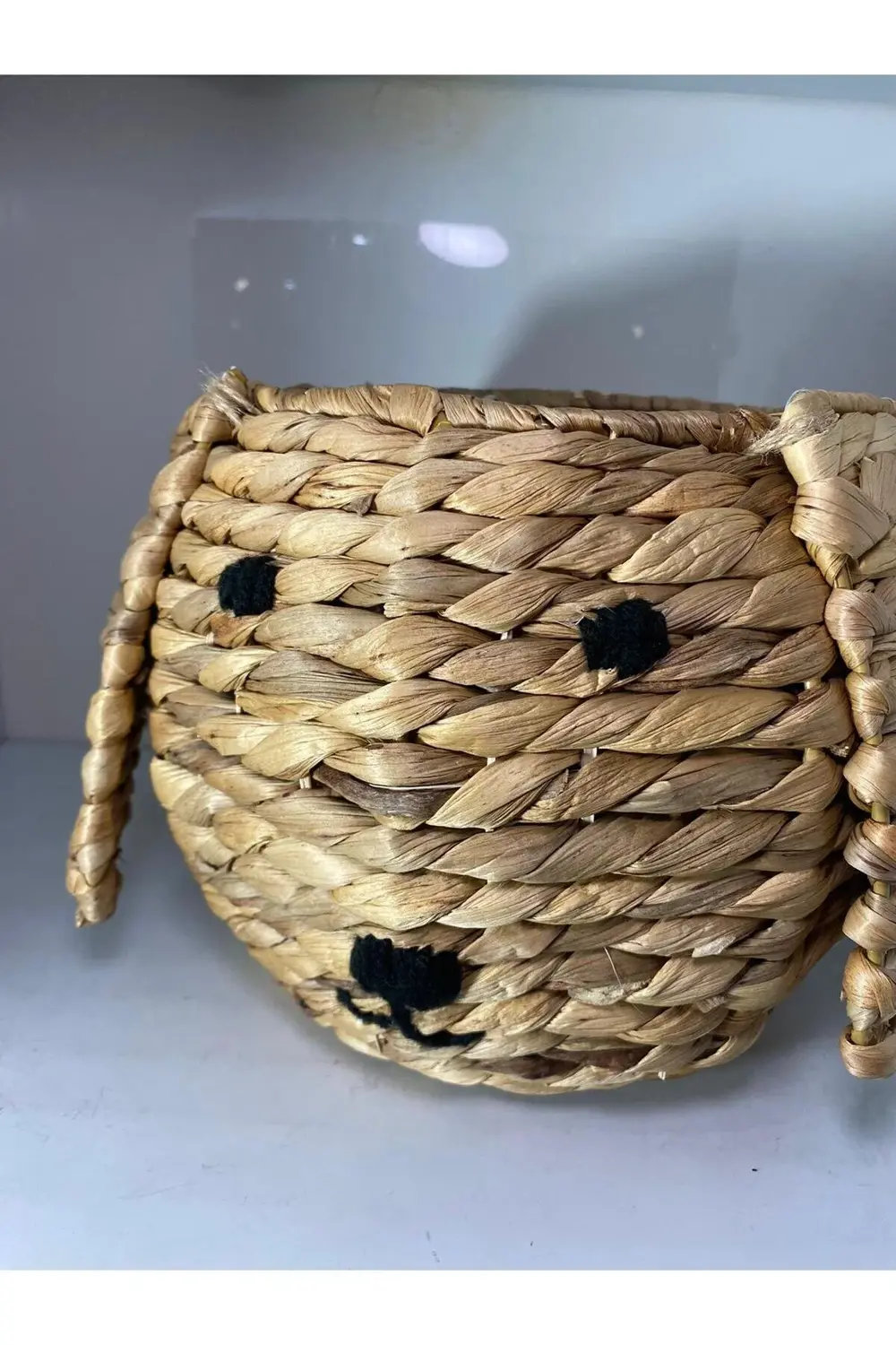 Doğal Hasır Köpek Figürlü Çok Amaçlı Sepet