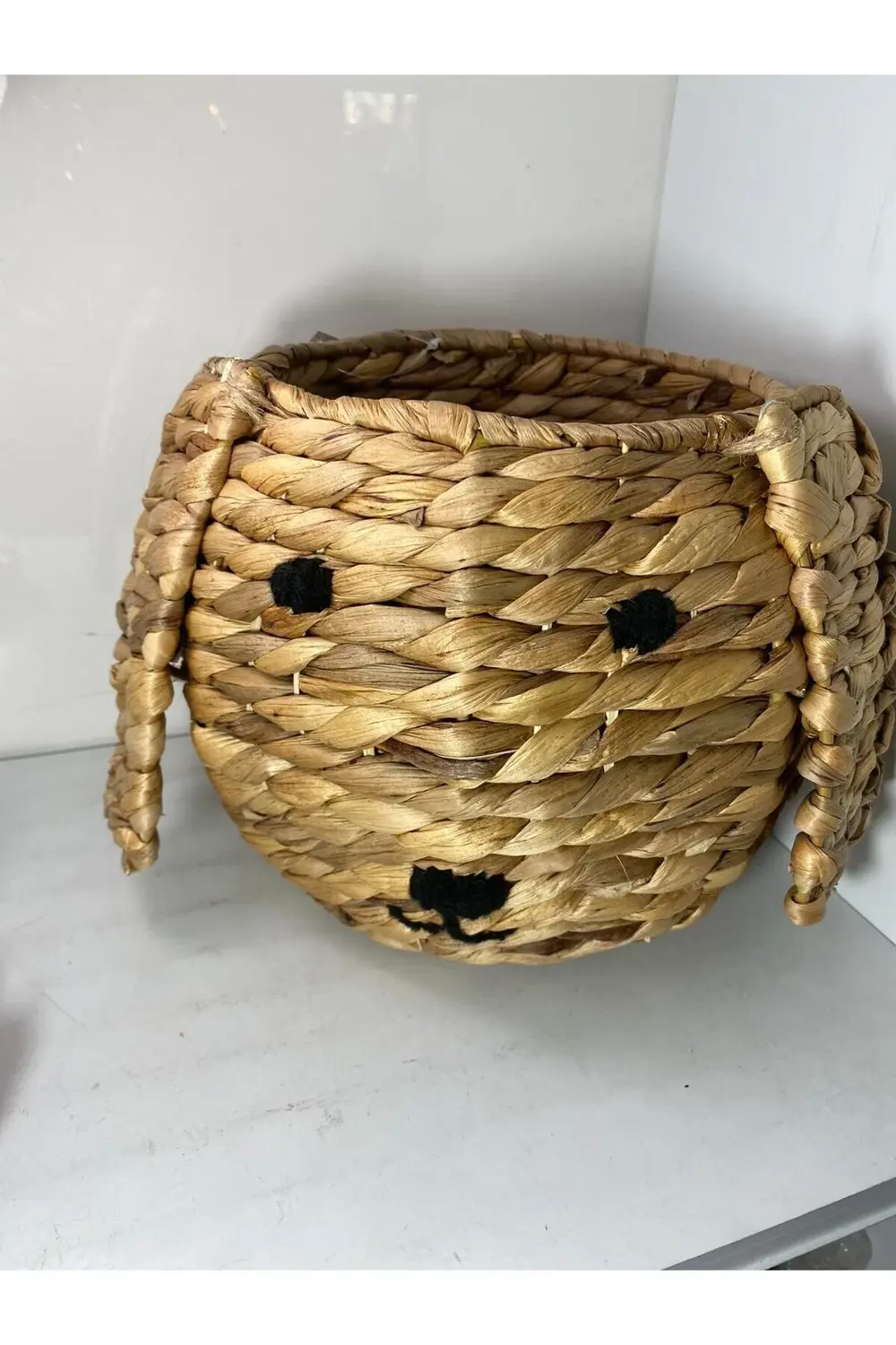 Doğal Hasır Köpek Figürlü Çok Amaçlı Sepet