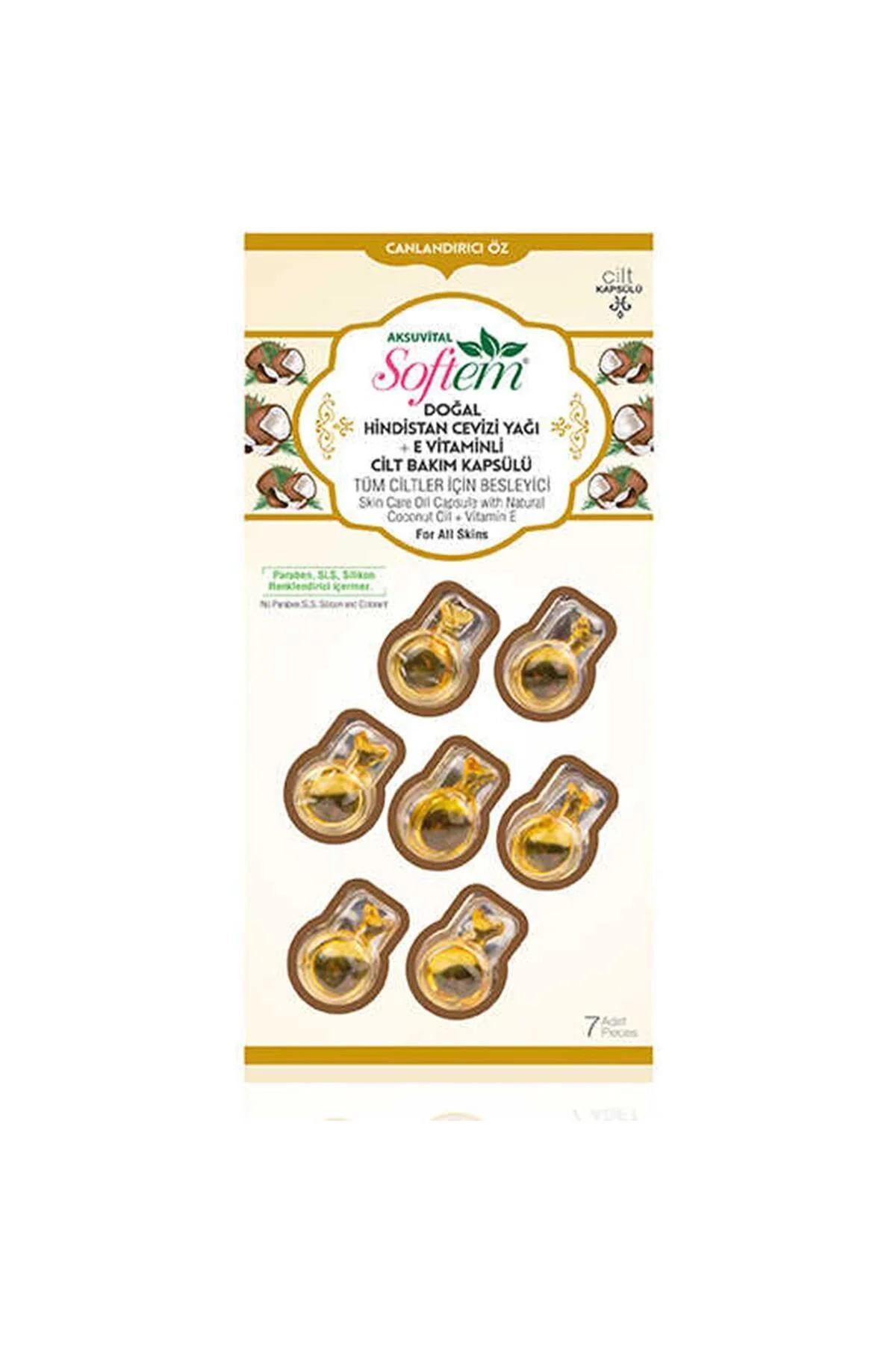 Doğal Hindistan Cevizi Yağı + E Vitaminli Cilt Bakım Kapsülü