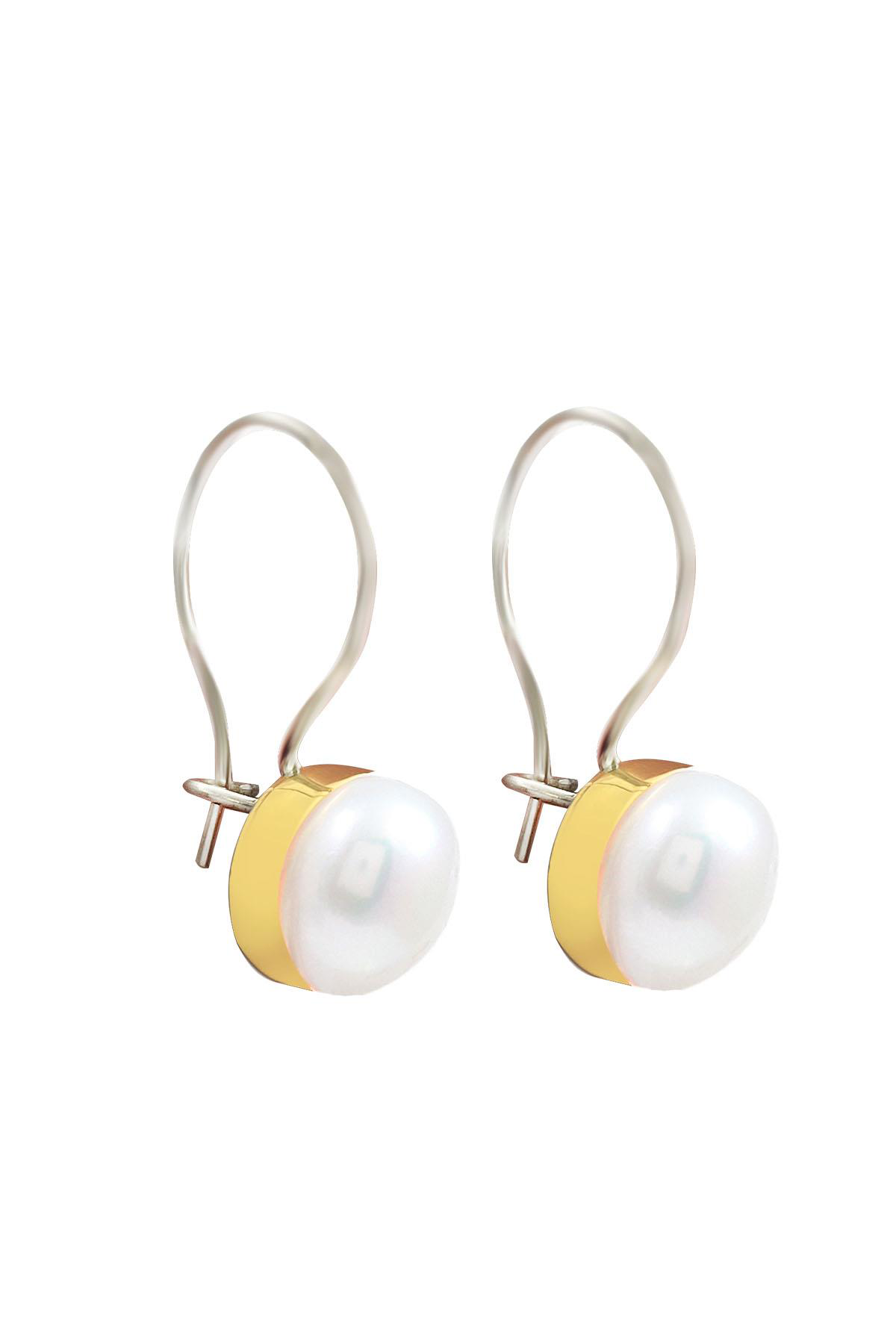 Beyisa Doğal İnci Taşlı Otantik Gümüş Kadın Küpe 925 Ayar Mini Küpe İnci