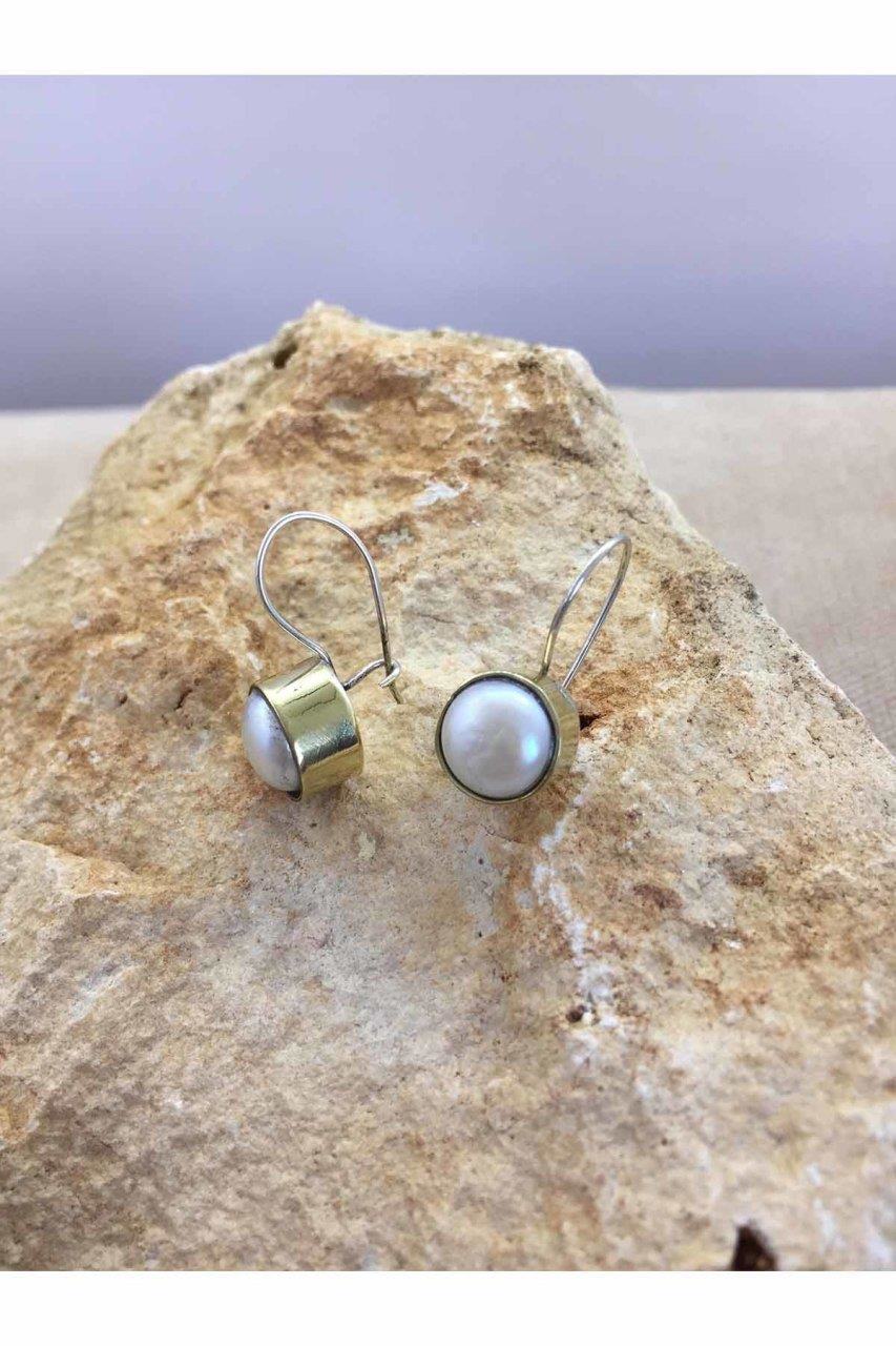 Beyisa Doğal İnci Taşlı Otantik Gümüş Kadın Küpe 925 Ayar Mini Küpe İnci