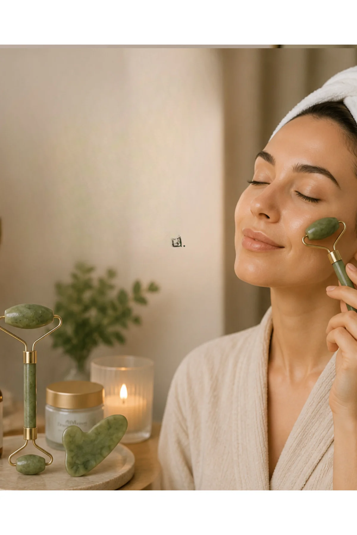 Doğal Jade Stone Yüz Masaj Seti Cilt Bakım ve Rahatlatıcı Bakım