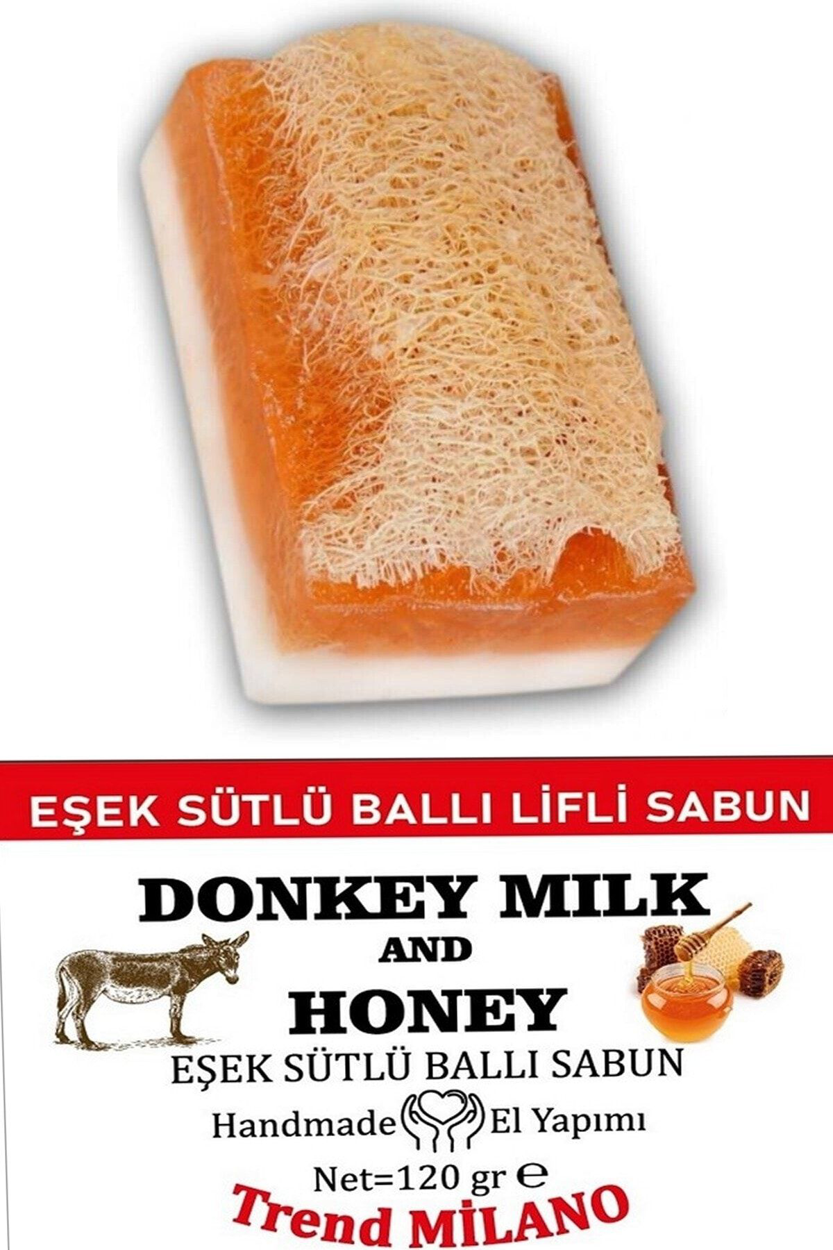 Trendmilano Doğal Kabak Lifli El Yapımı Ballı Eşek Sütlü Sabun 130 Gr