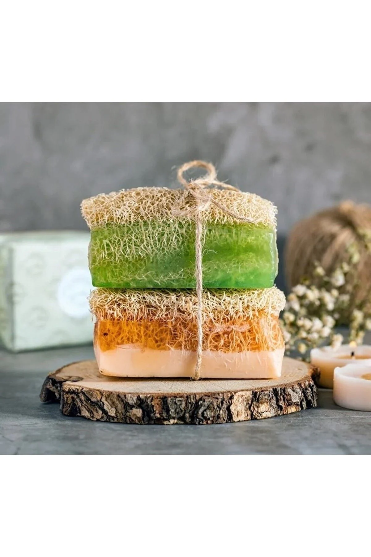 Doğal Kabak Lifli Eşek Sütü Ballı& Aloe Vera Sabunu 2li Set Sabun