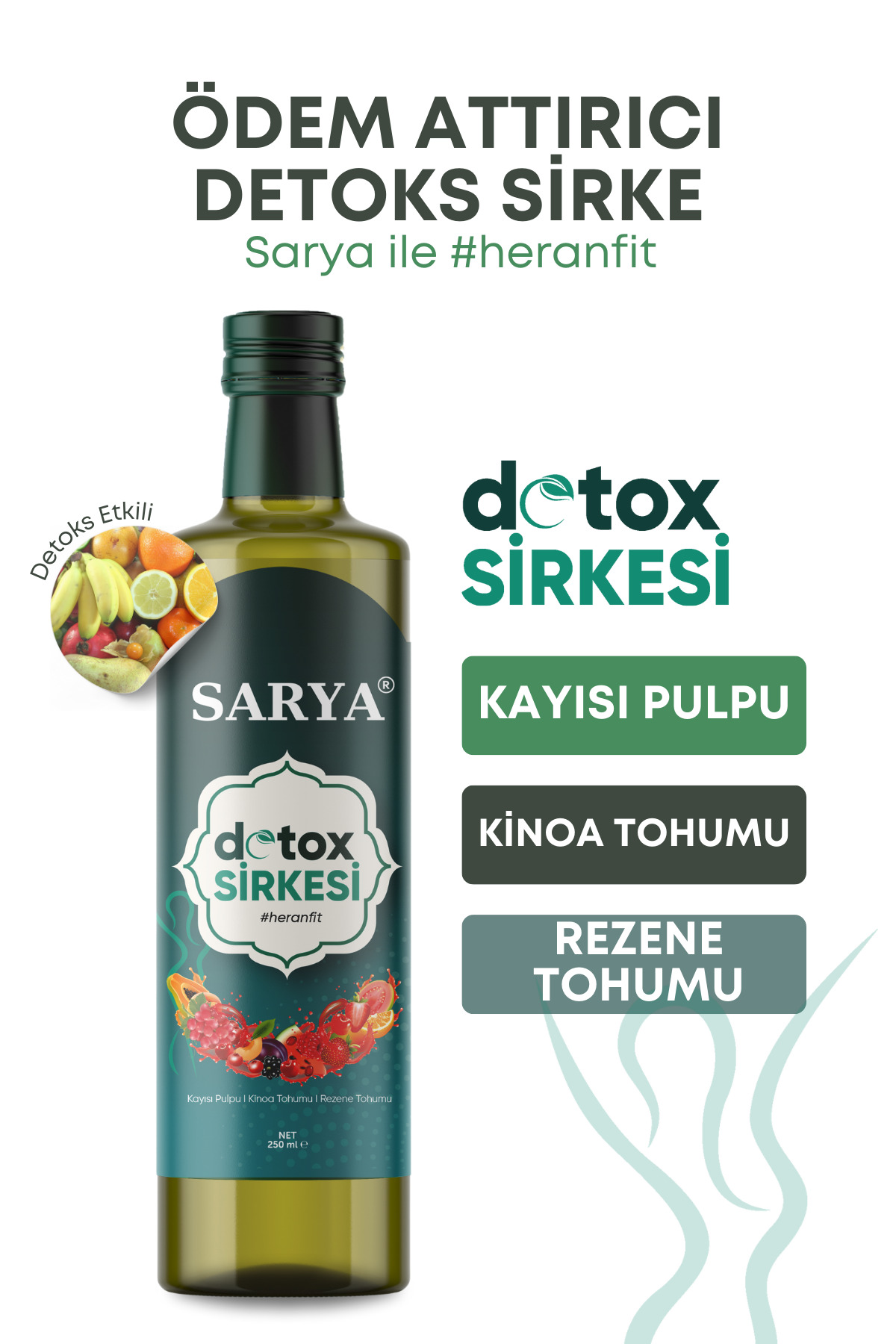 Sarya Doğal Kinoa Tohumu Detox Sirkesi 250Ml