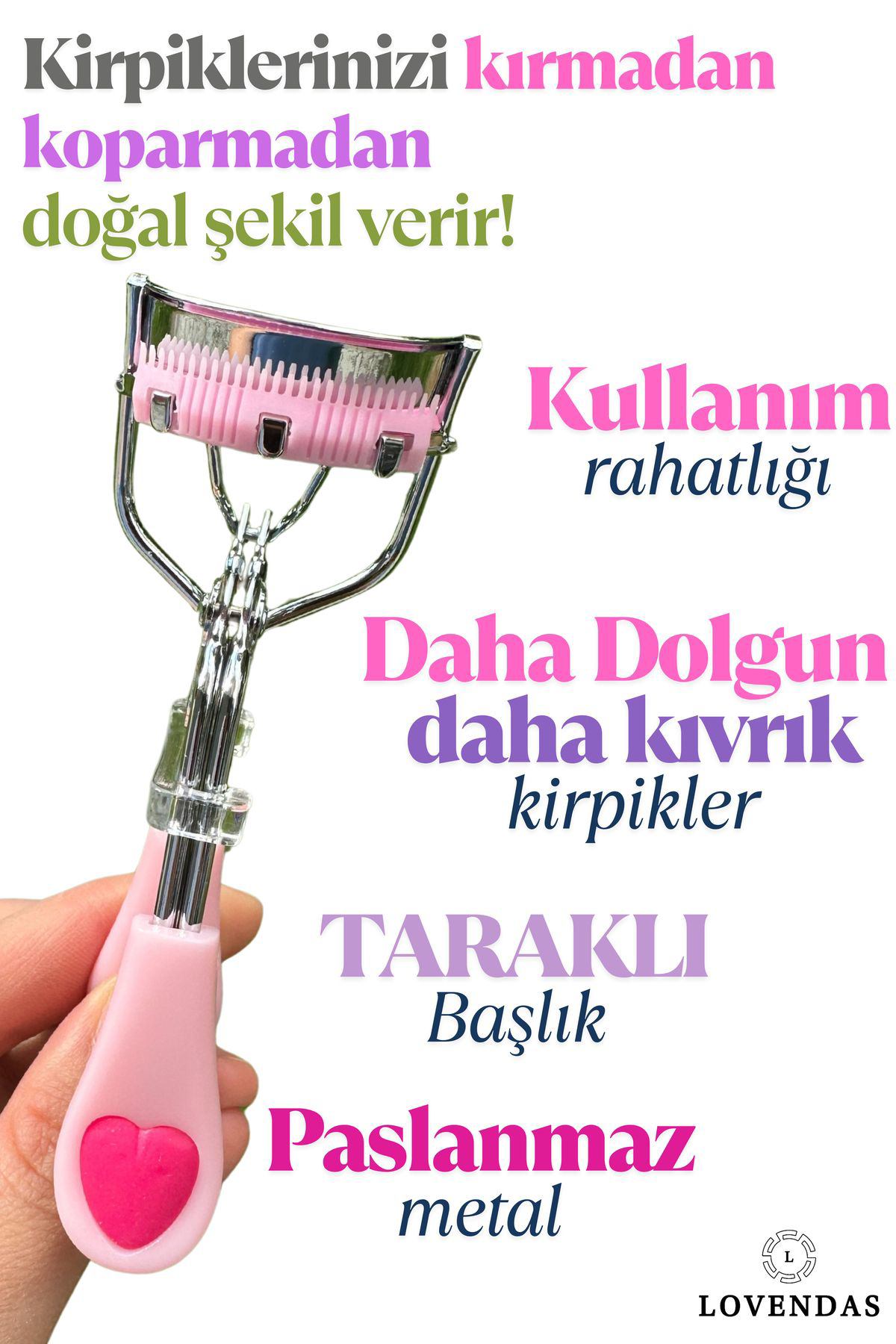 Lovendas Doğal Kıvrım Sağlayan Premium Kirpik Kıvırıcı Taraklı