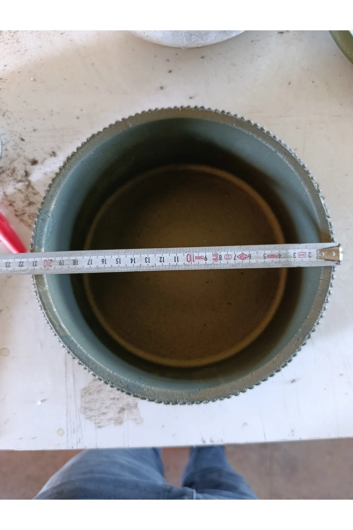 Doğal Kum Dokulu Mat Bej Geniş Saksı 21*10 cm - Görsel 6