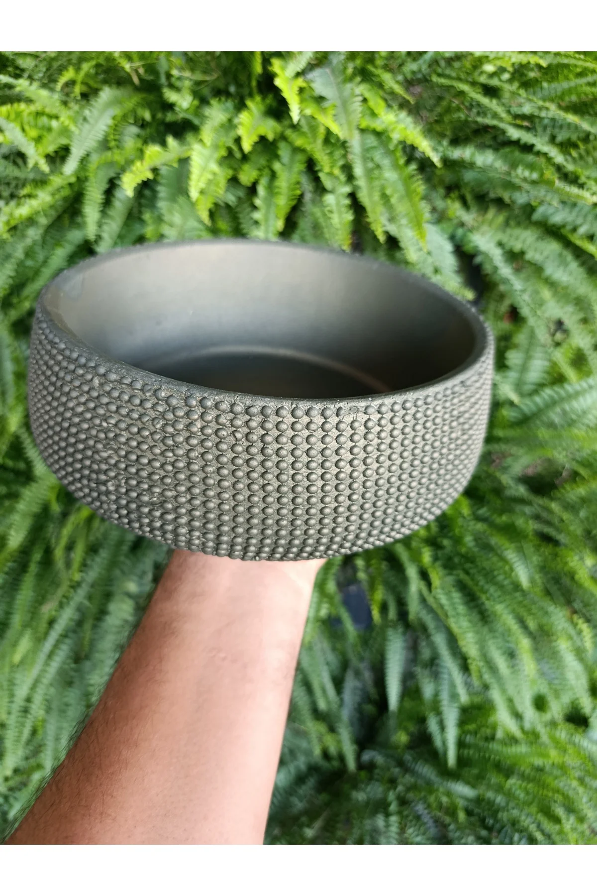 Doğal Kum Dokulu Mat Bej Geniş Saksı 21*10 cm - Görsel 4