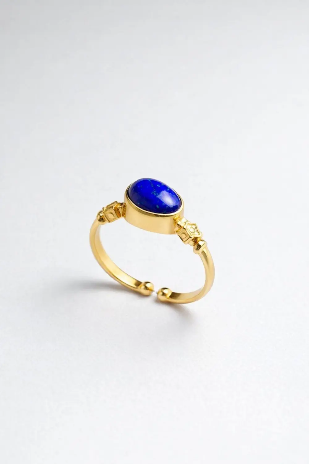 Doğal Lapis Lazuli Taşlı Açık Uçlu Altın Kaplama Ayarlanabilir Ka