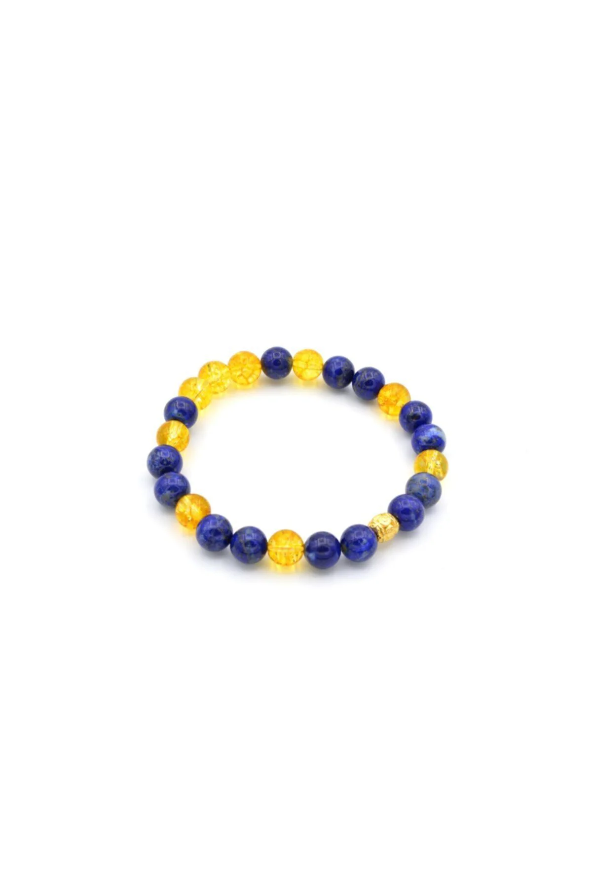 Doğal Lapis Lazuli Ve Sitrin Taşı Bileklik 1.kalite 002