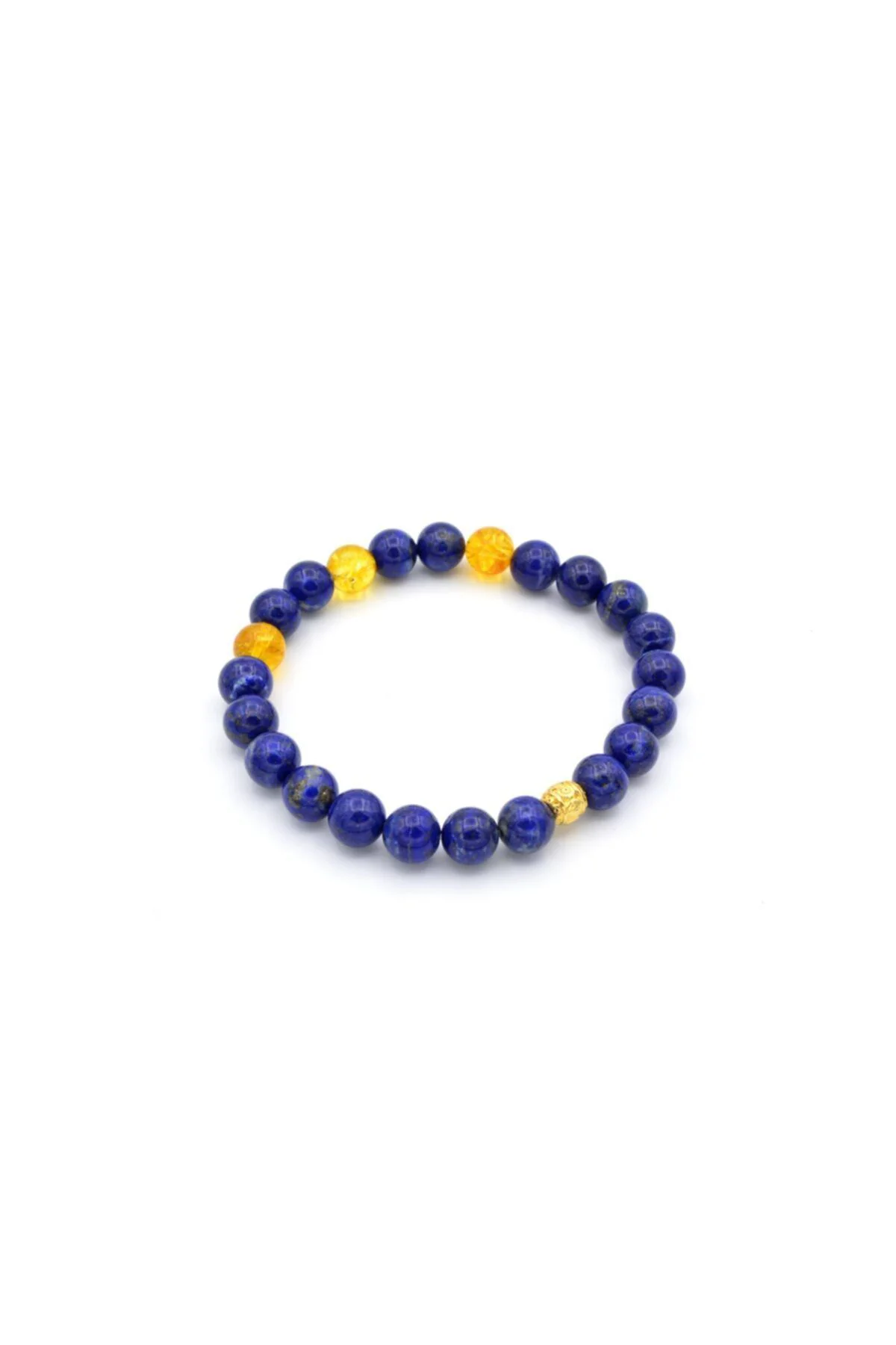 Doğal Lapis Lazuli Ve Sitrin Taşı Bileklik 1.kalite 001