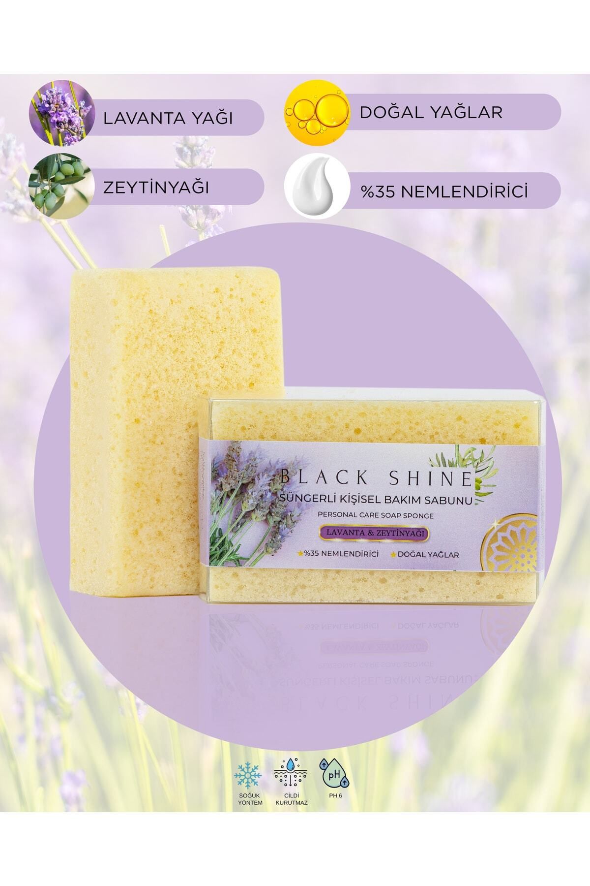 Doğal Lavanta Özlü, %35 Nemlendiricili, Süngerli Kişisel Katı Bakım Sabunu 100 gr