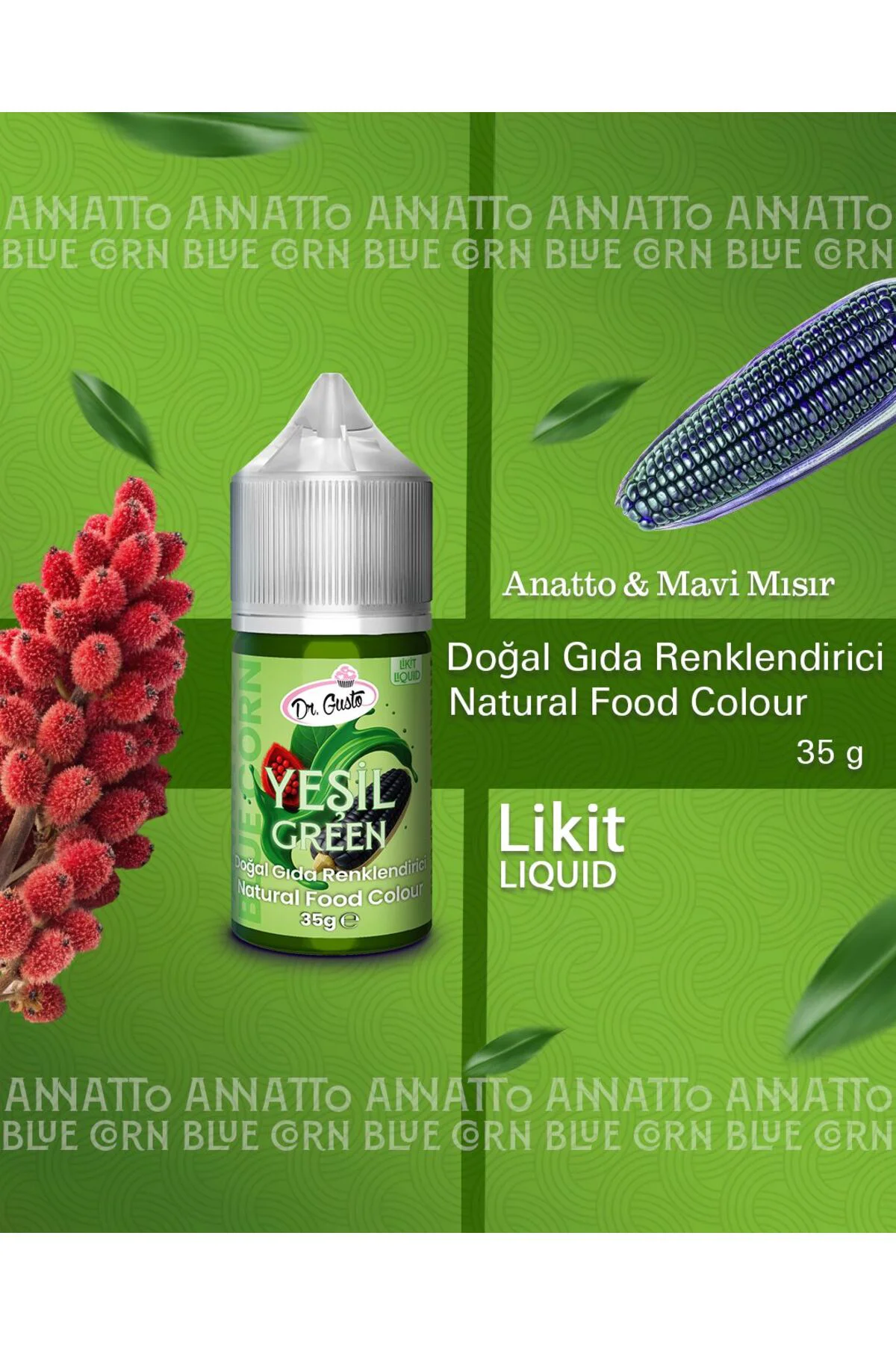 DOĞAL LİKİT GIDA BOYASI DR.GUSTO 35 GR YEŞİL