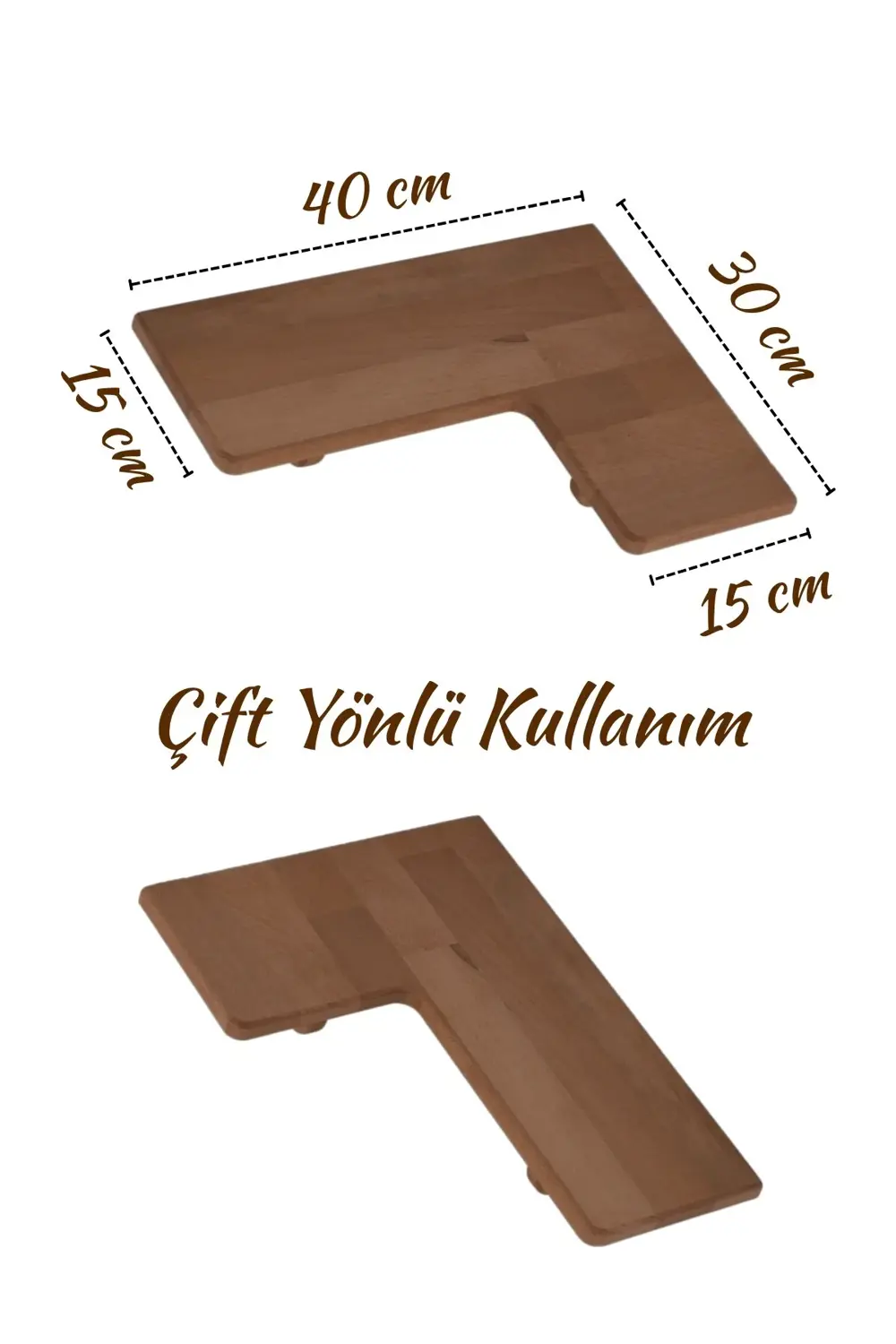 Doğal Masif Ahşap Duvar Köşe L Rafı | 1 Adet | Dekoratif Çift Yön