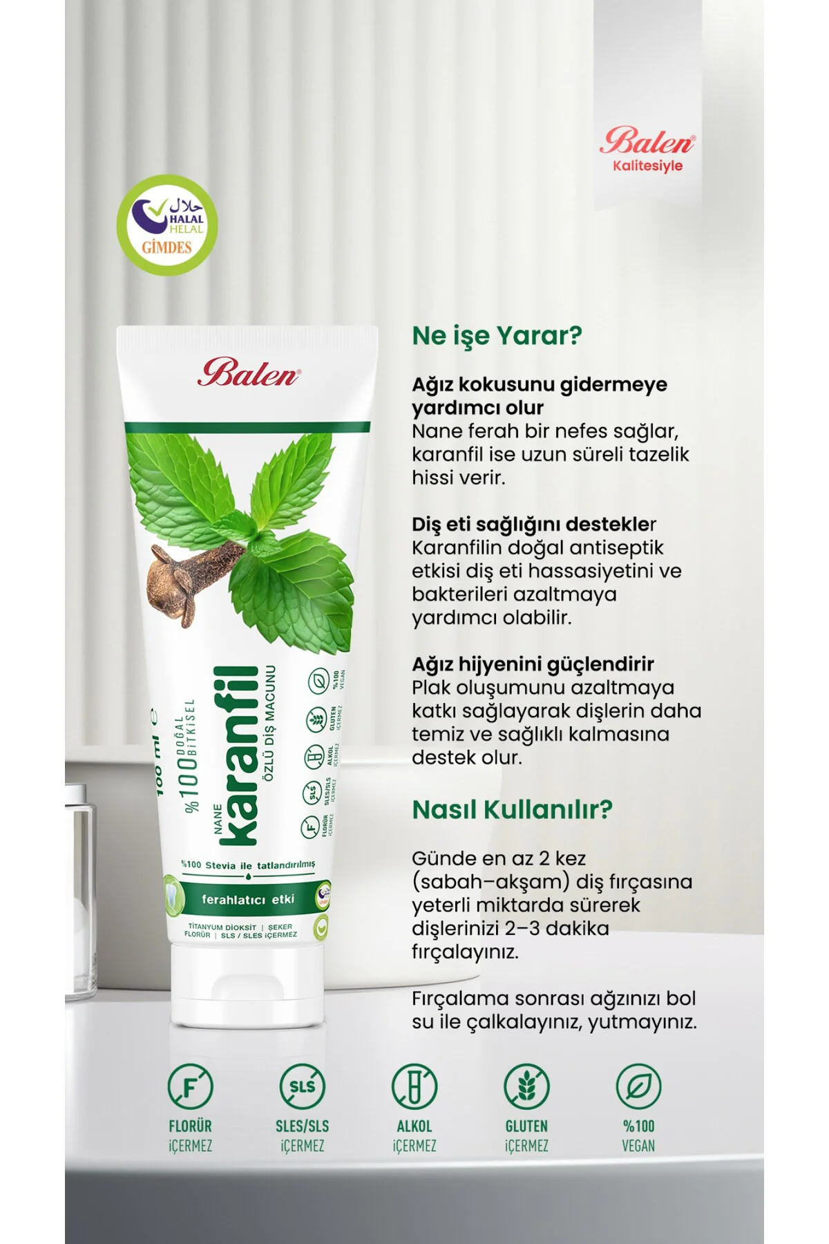 Doğal Nane & Karanfil Özlü Diş Macunu * 100 ML Doğal Nane & Karanfil Özlü Diş Macunu * 100 ML
