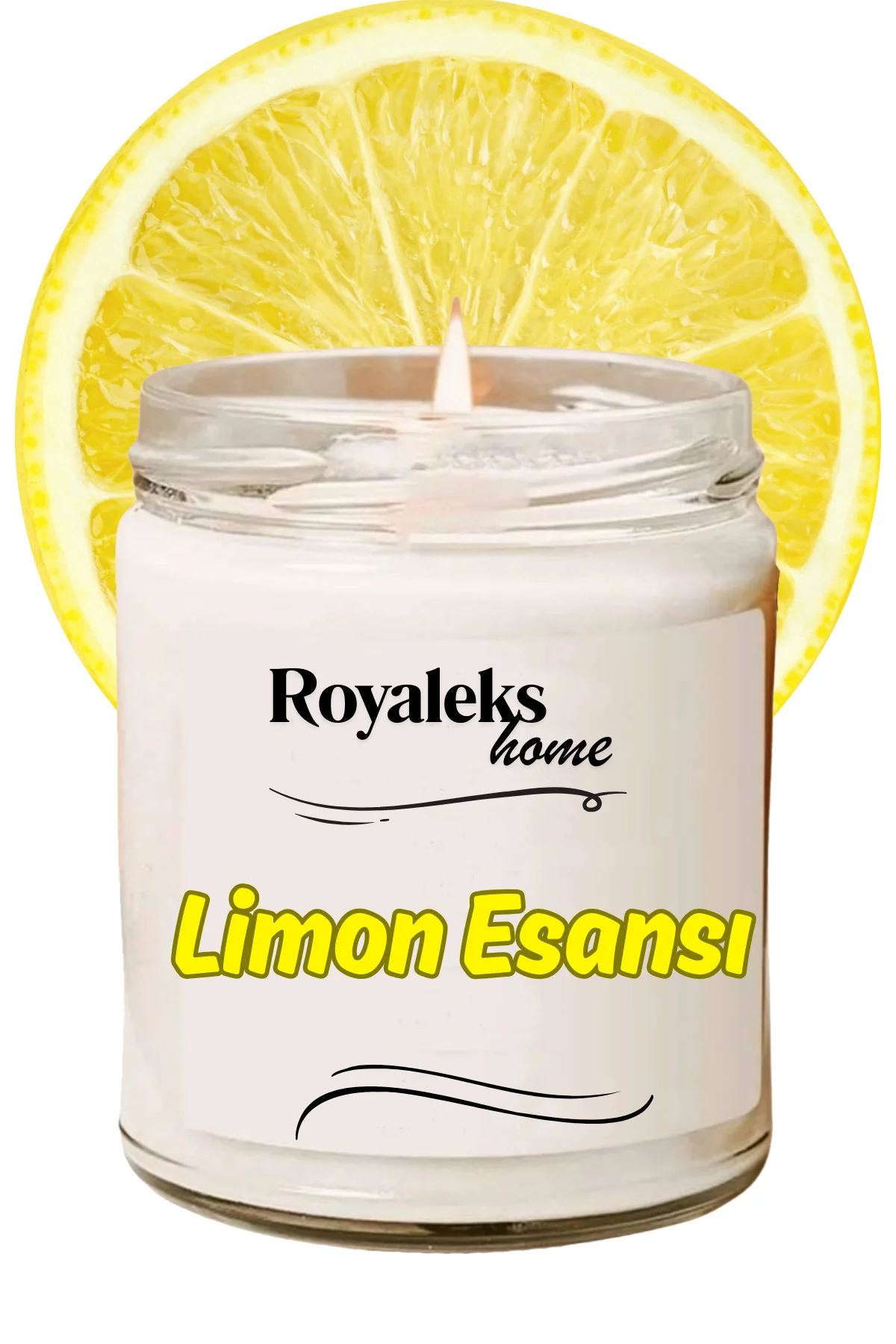Doğal Özel Seri Kokulu Dekoratif Kavanoz Mum 210 cc - Limon Esans