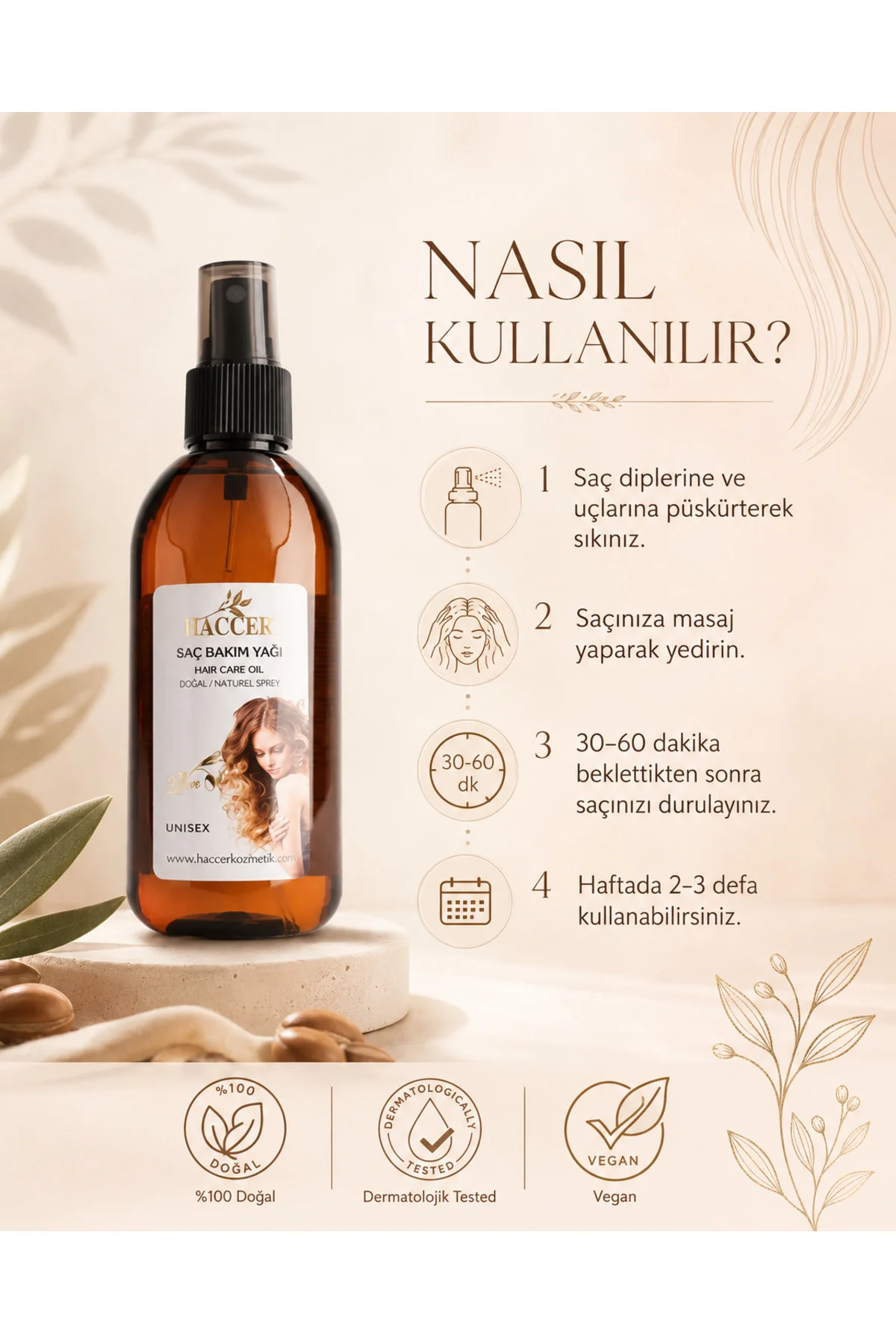 Doğal Saç Bakım Badem Yağı 150 ml