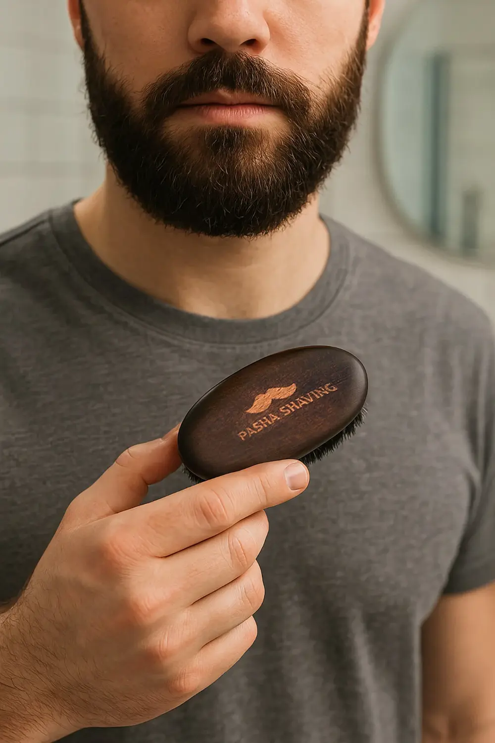 Doğal Sakal Fırçası ve Sandal Ağacı Tarak Seti, Doğal Domuz Kılı